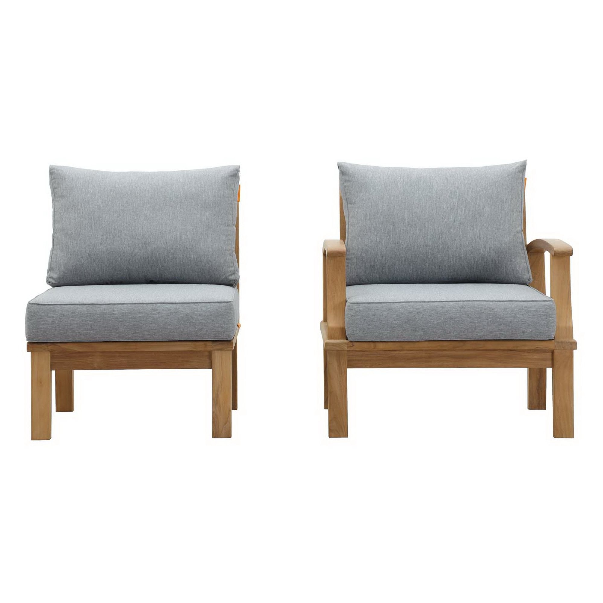 Marina 2 Piece Outdoor Patio Teak Set, Natural Gray