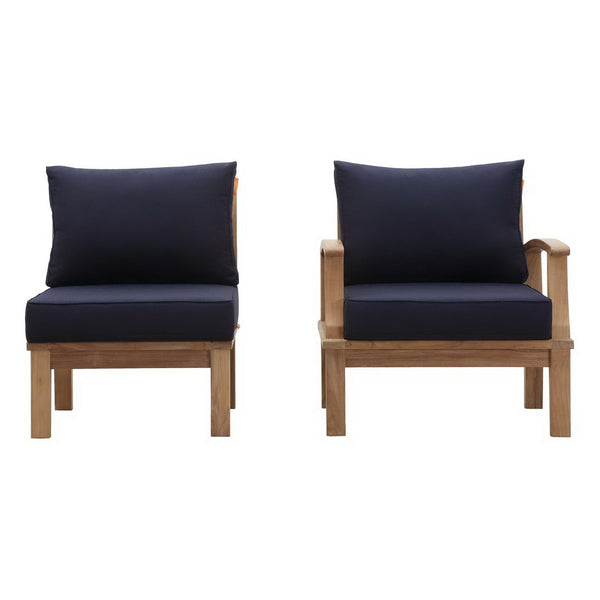 Marina 2 Piece Outdoor Patio Teak Set, Natural Navy