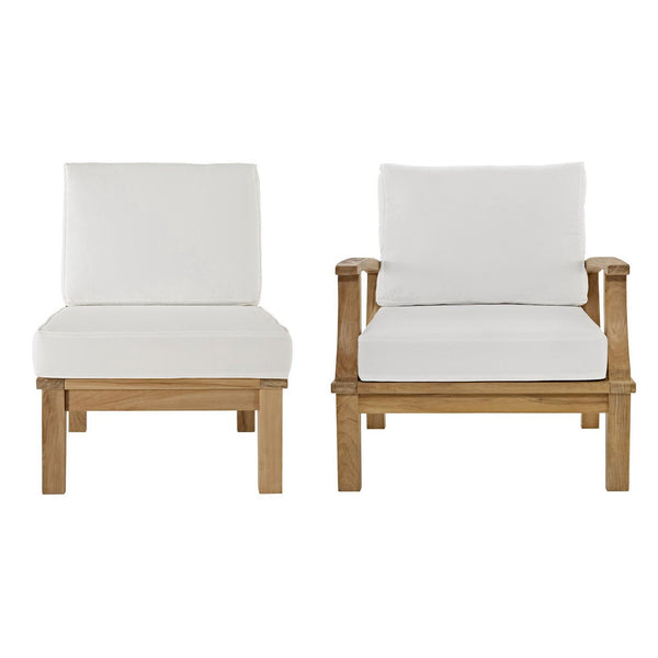 Marina 2 Piece Outdoor Patio Teak Set, Natural White