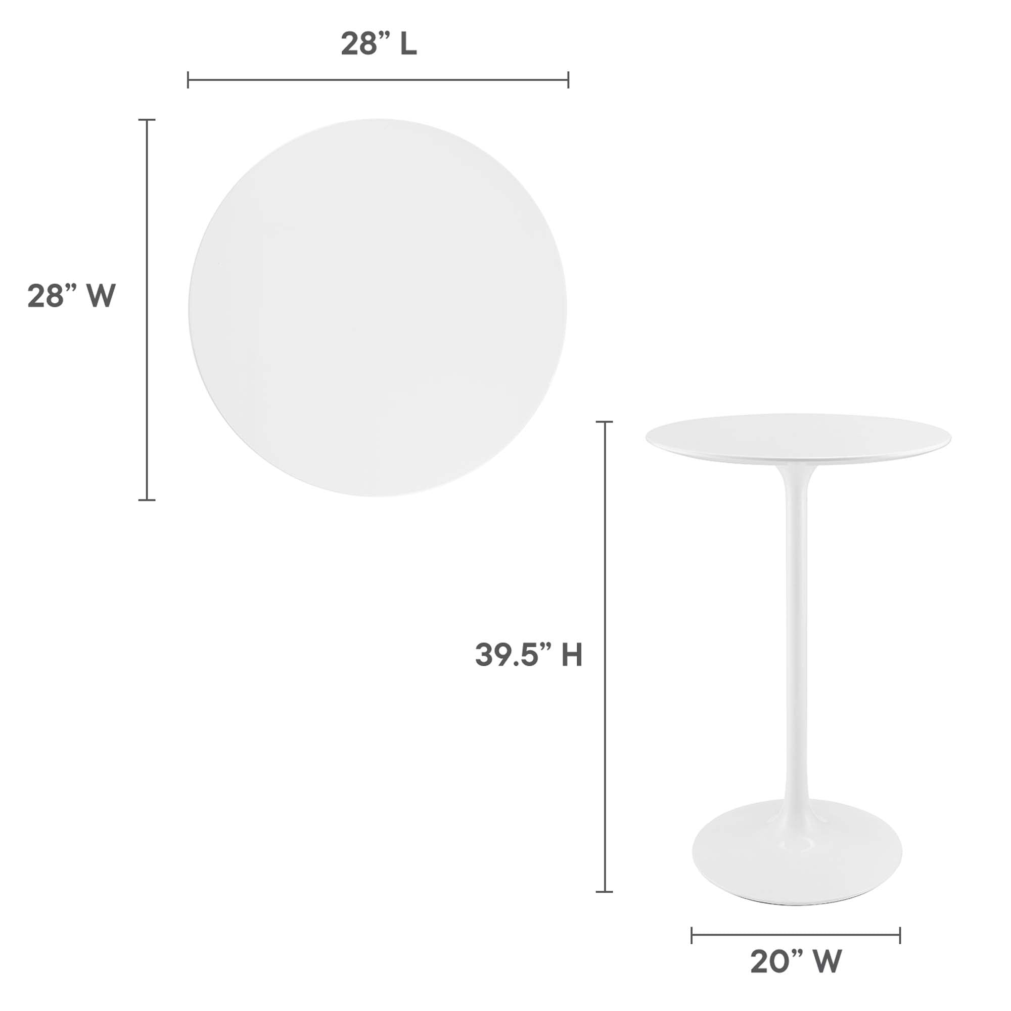 Lippa 28" Round Wood Bar Table, White