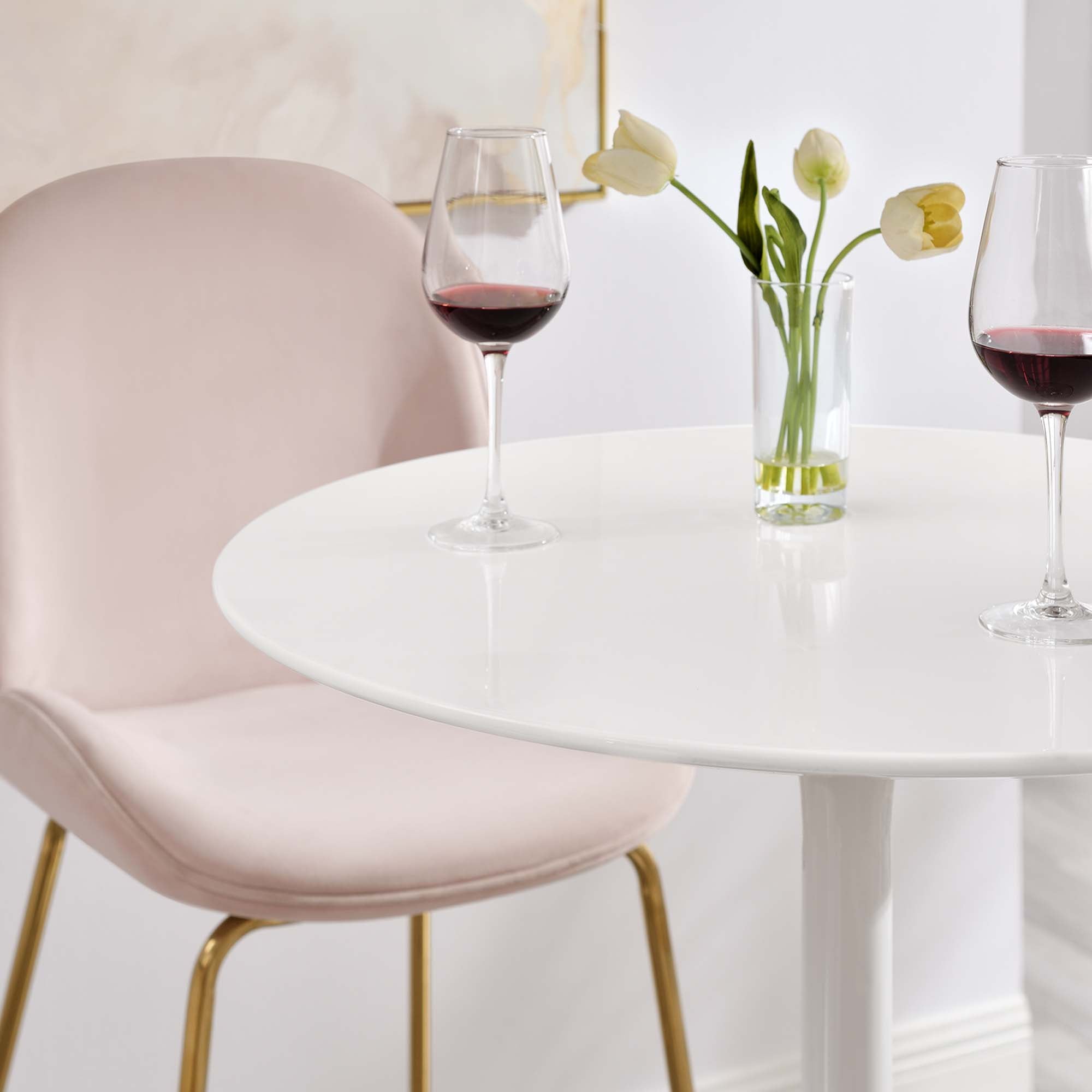 Lippa 28" Round Wood Bar Table, White