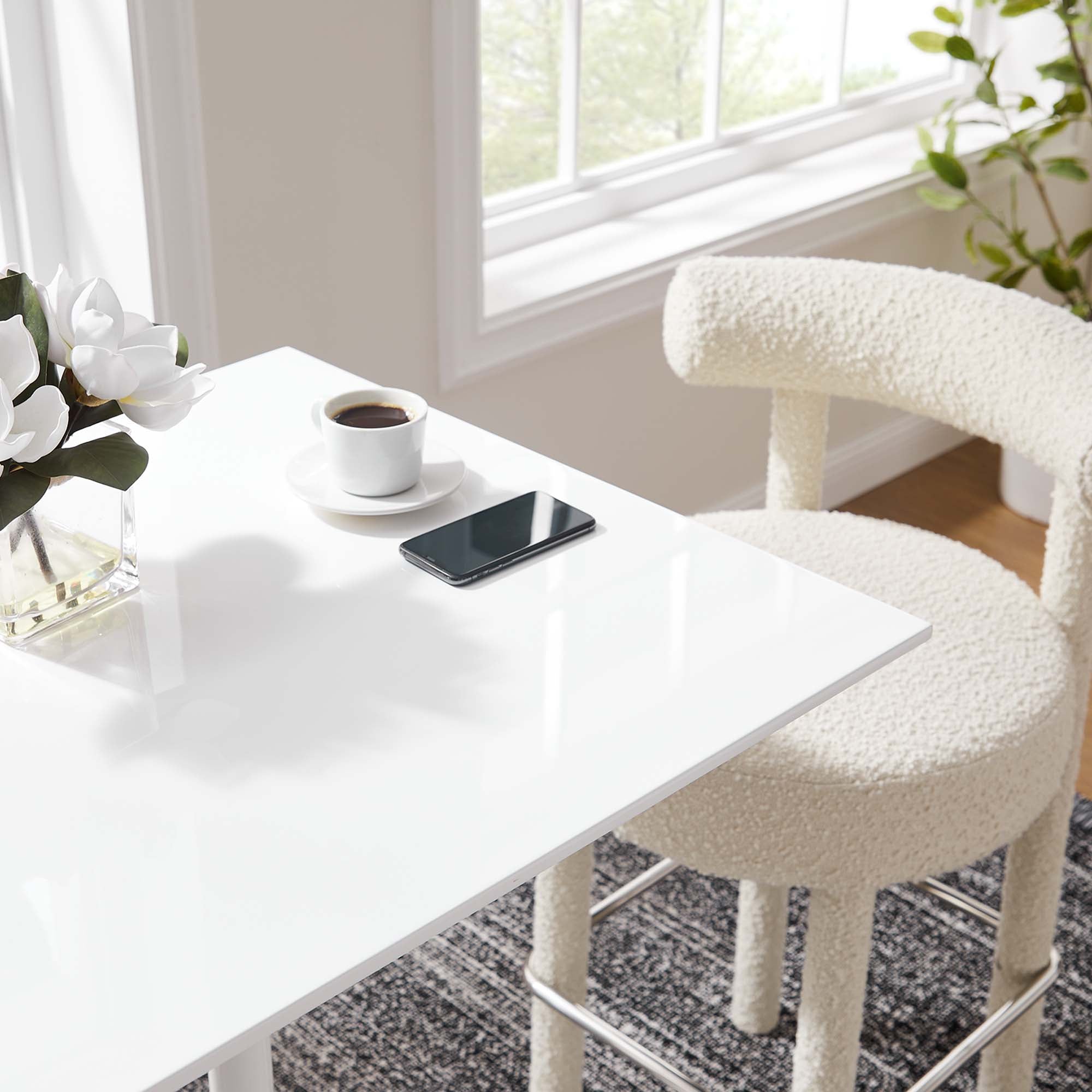 Lippa 28" Square Wood Bar Table, White