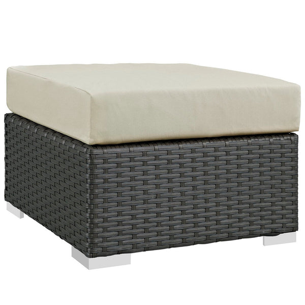 Sojourn Outdoor Patio Sunbrella® Ottoman, Canvas Antique Beige