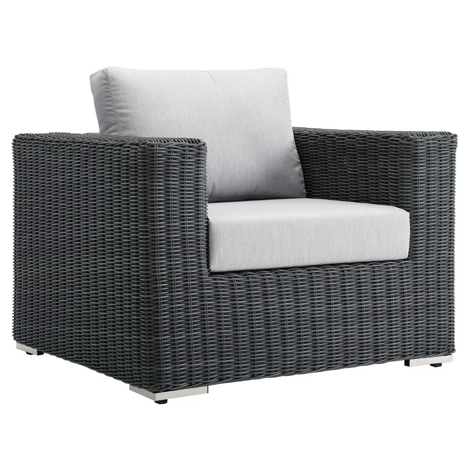 Summon Outdoor Patio Fabric Sunbrella® Armchair, Canvas Gray