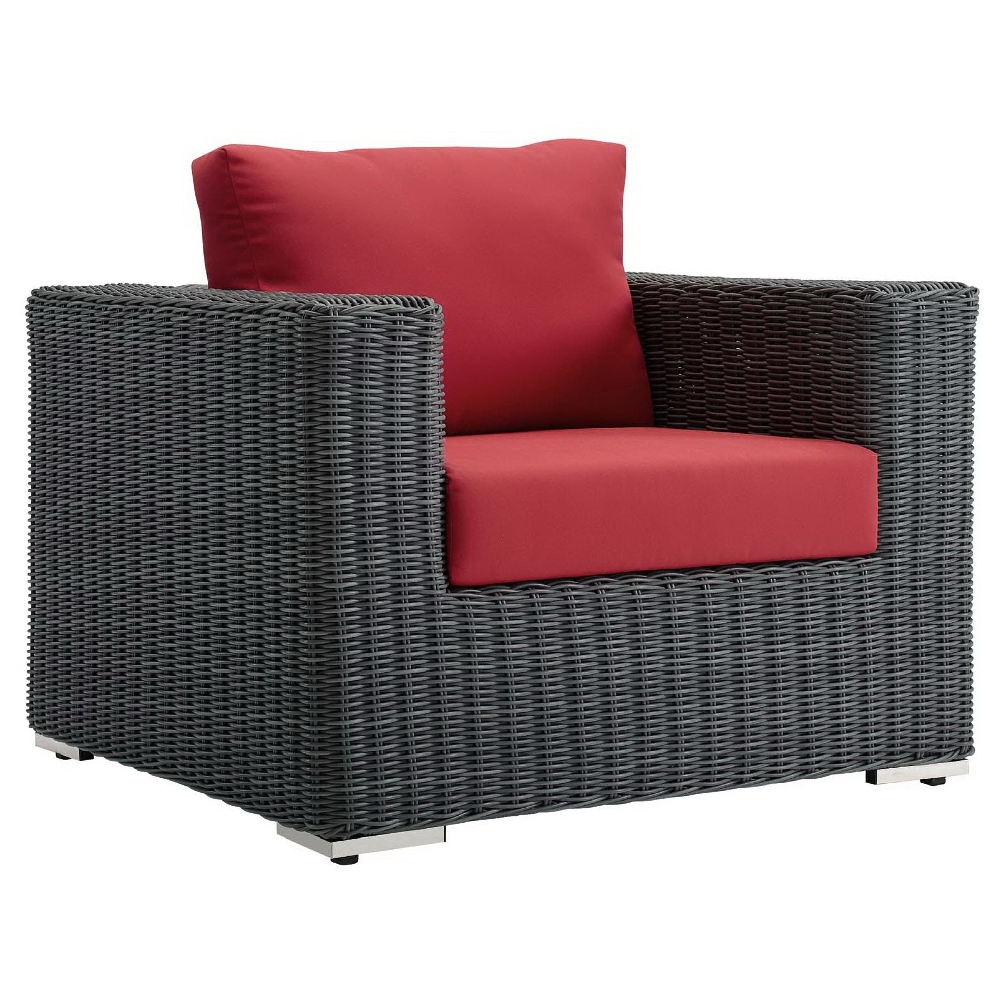 Summon Outdoor Patio Fabric Sunbrella® Armchair, Canvas Red