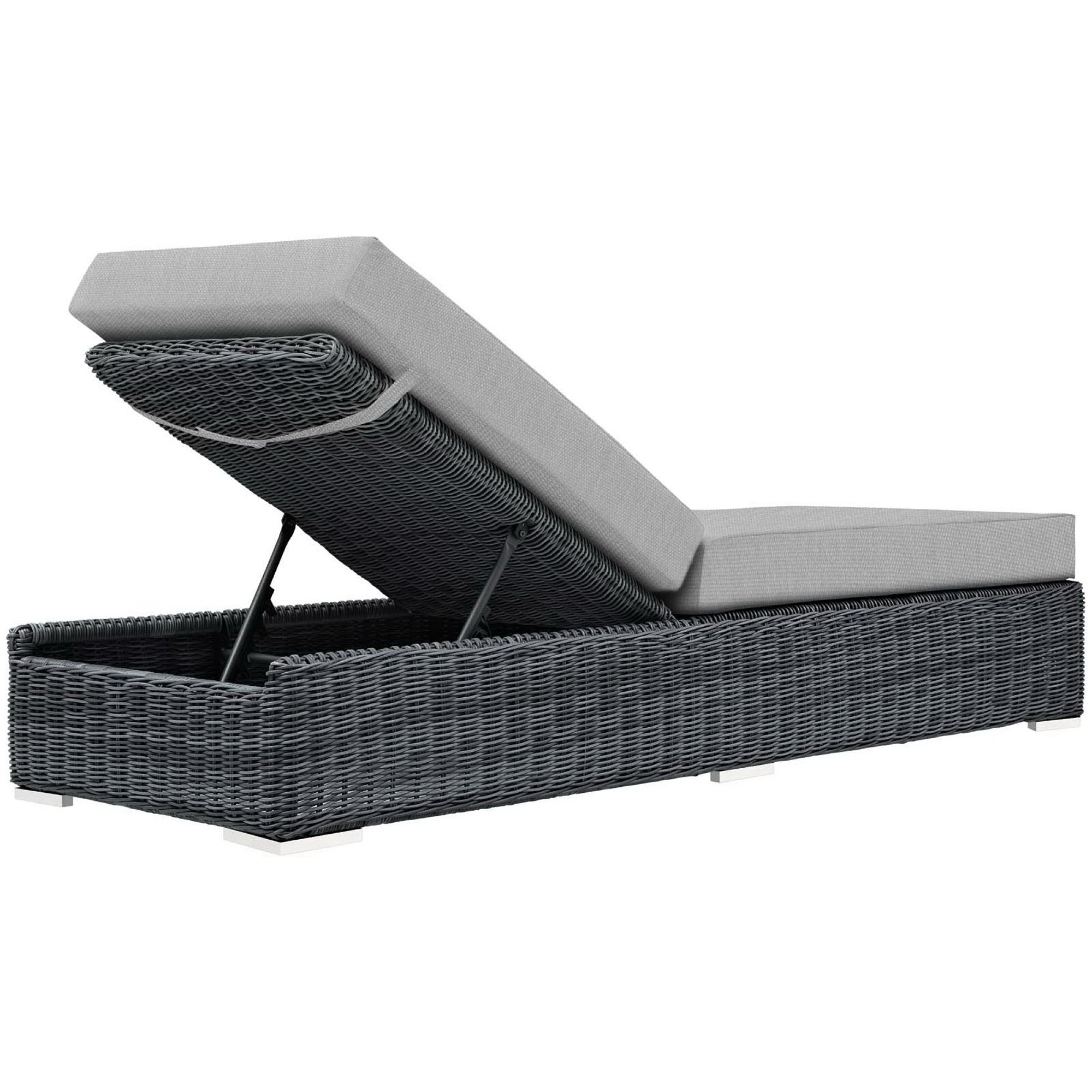 Summon Outdoor Patio Sunbrella® Chaise Lounge, Canvas Gray