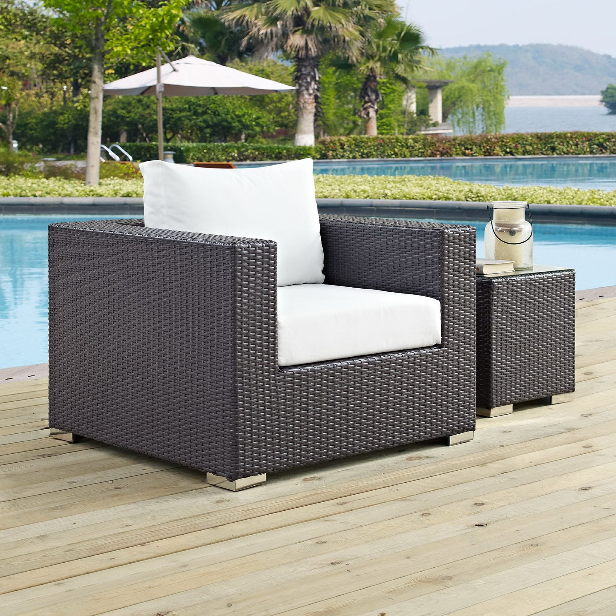 Convene Outdoor Patio Armchair, Espresso White
