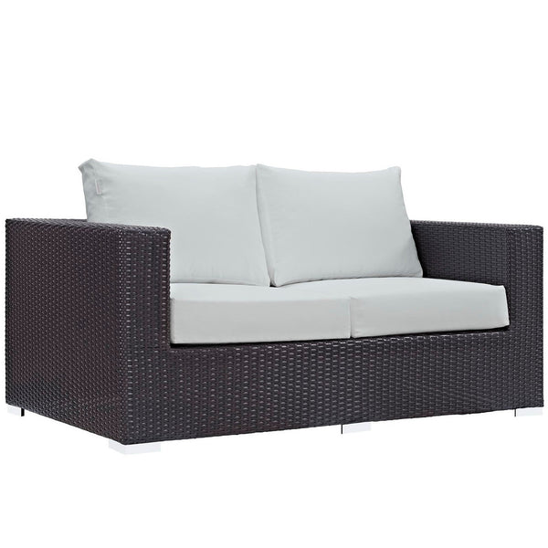 Convene Outdoor Patio Loveseat, Espresso White