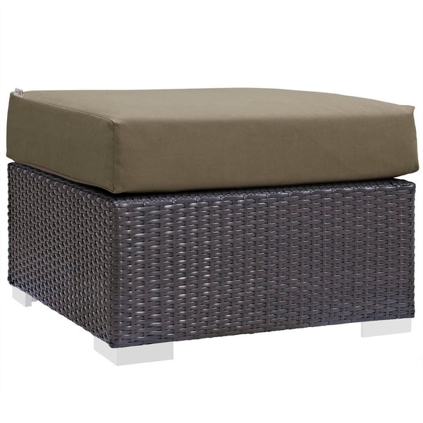 Convene Outdoor Patio Fabric Square Ottoman, Espresso Mocha