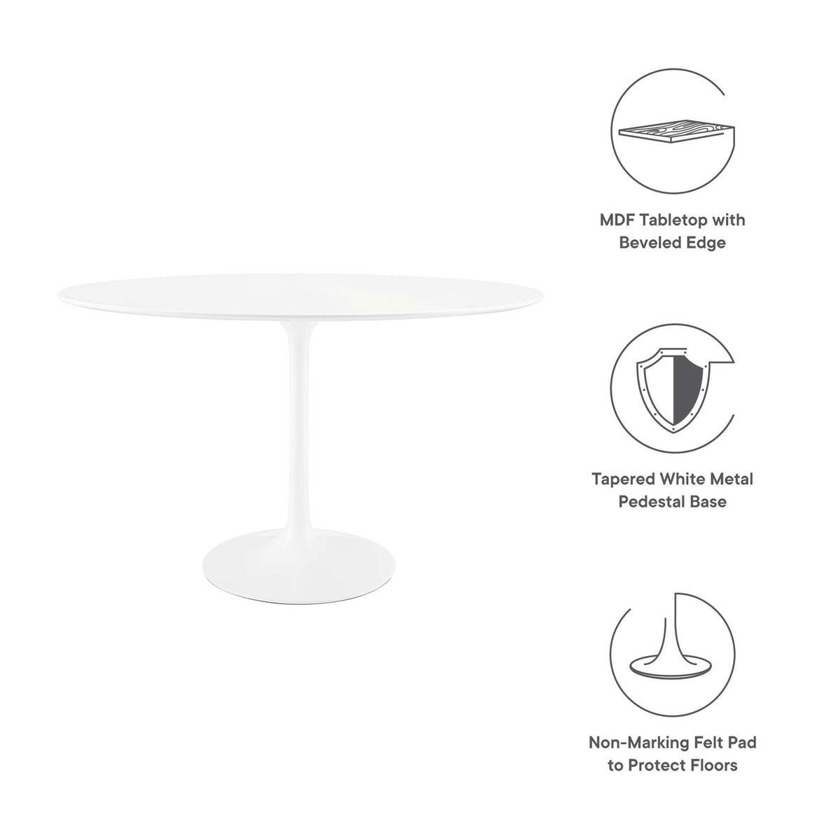 Lippa 48" Oval Wood Dining Table, White