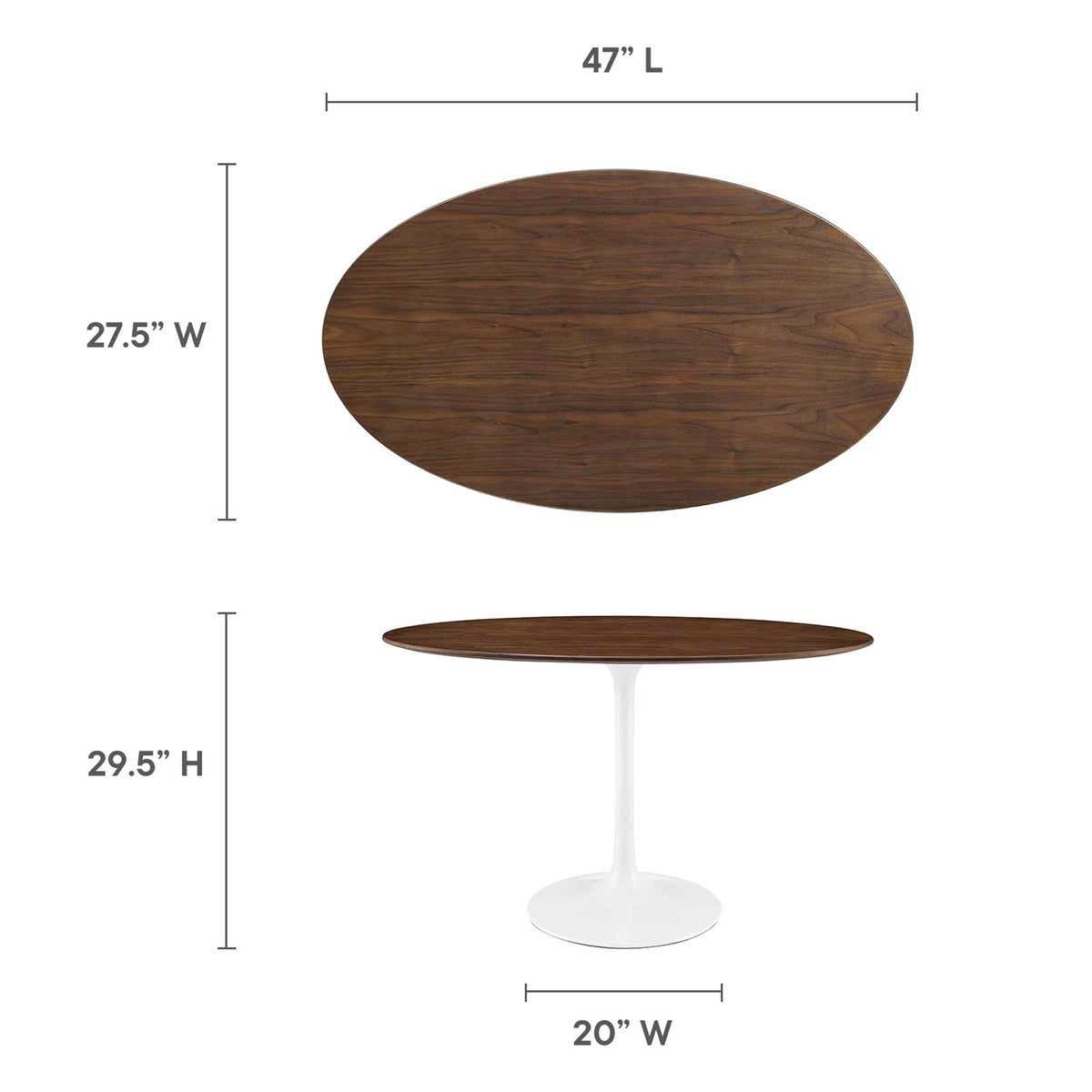 Lippa 48" Oval Wood Dining Table, Walnut