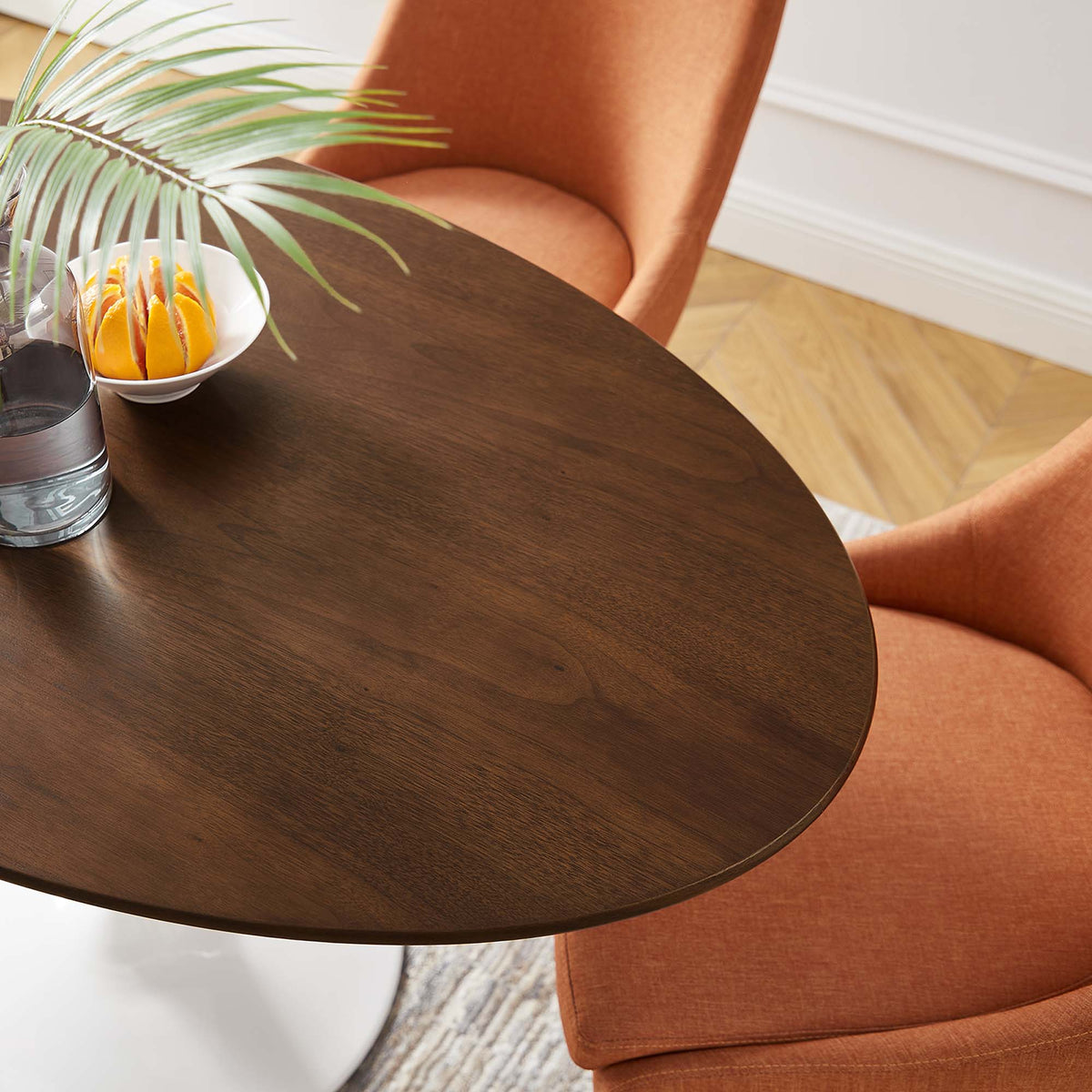 Lippa 48" Oval Wood Dining Table, Walnut