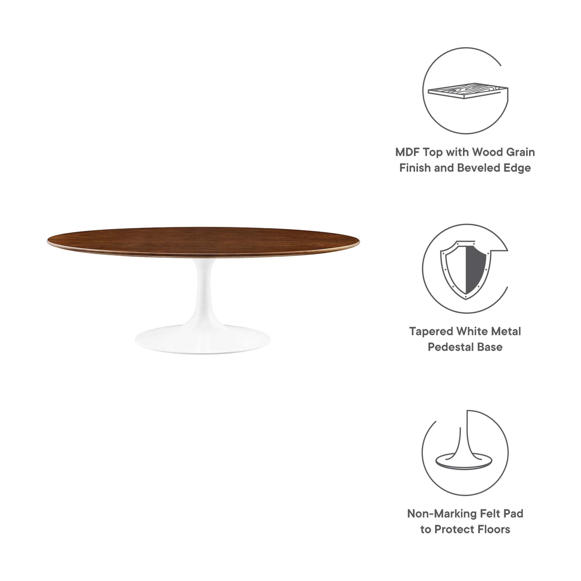 Lippa 48" Oval Wood Coffee Table, Walnut