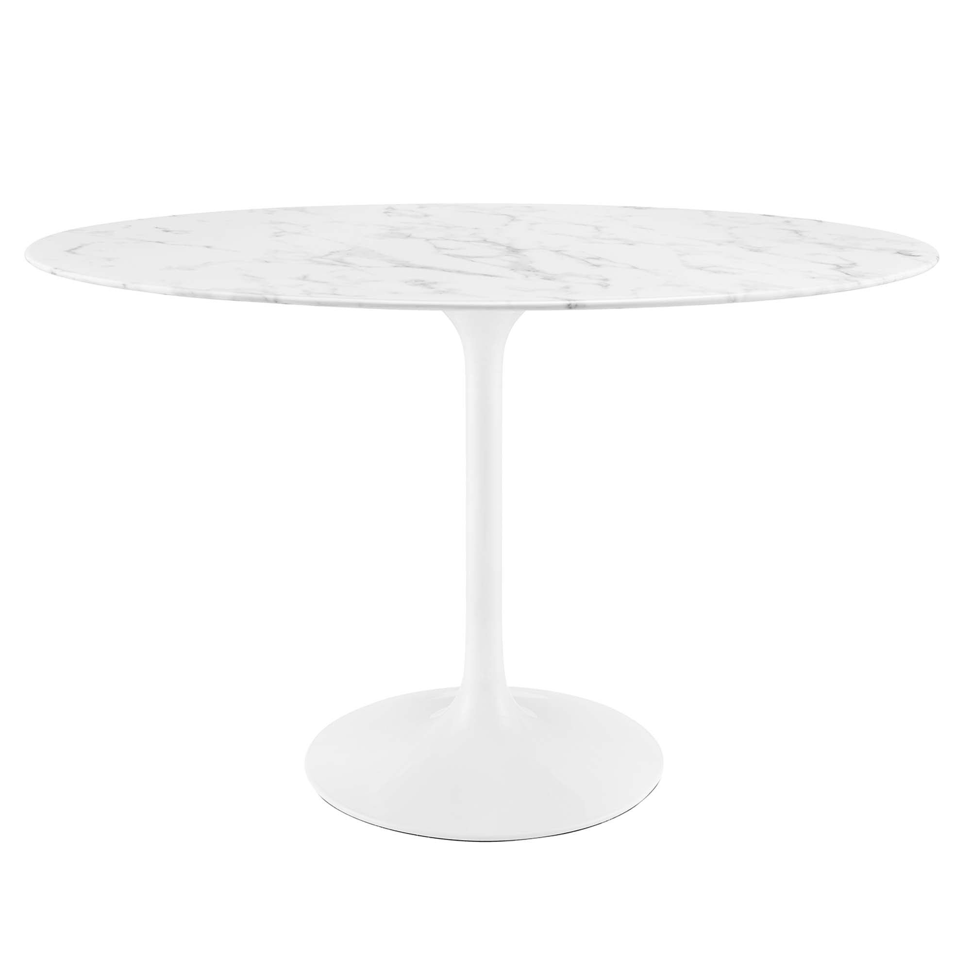 Lippa 48" Oval Faux Marble Dining Table, White