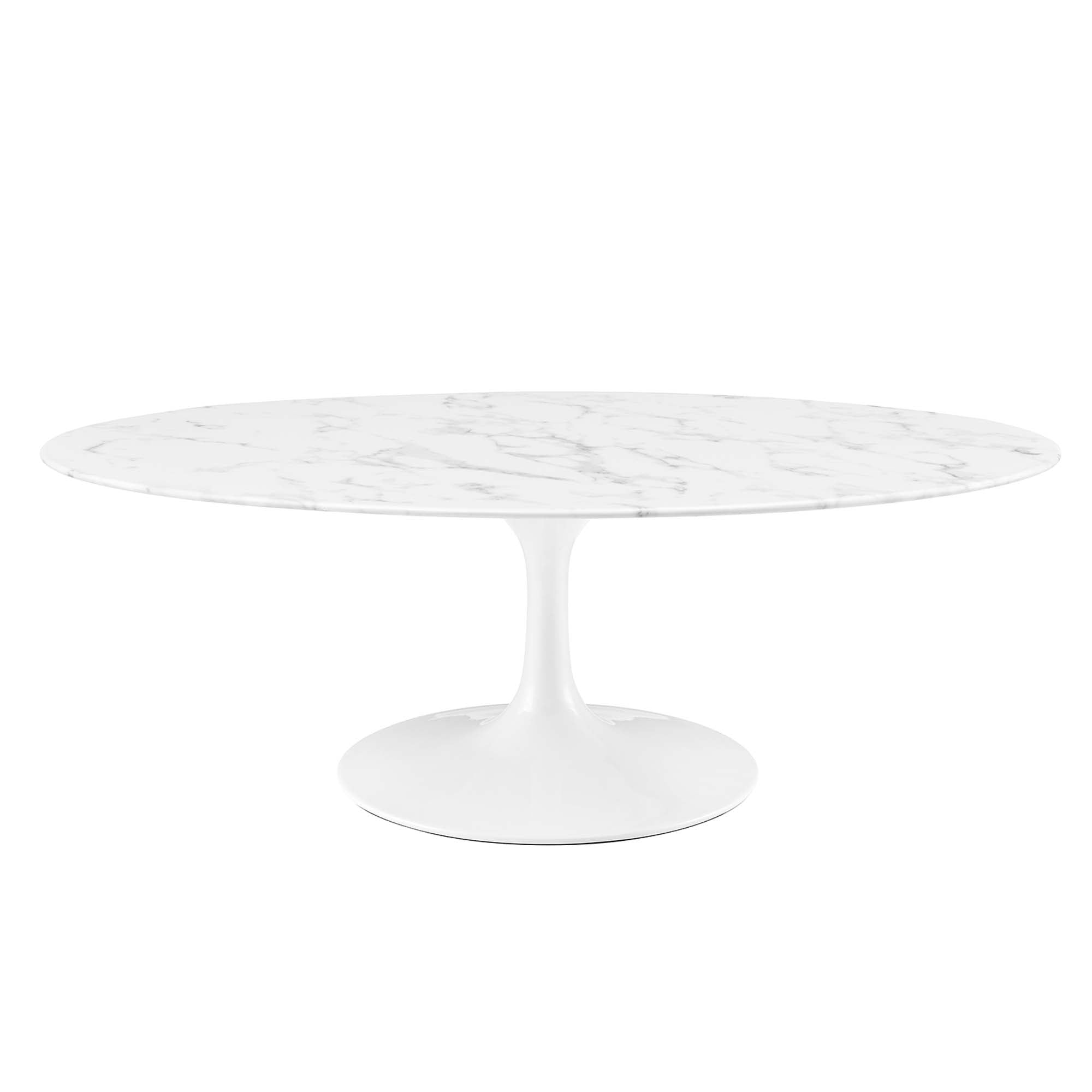 Lippa 48" Oval Faux Marble Coffee Table, White
