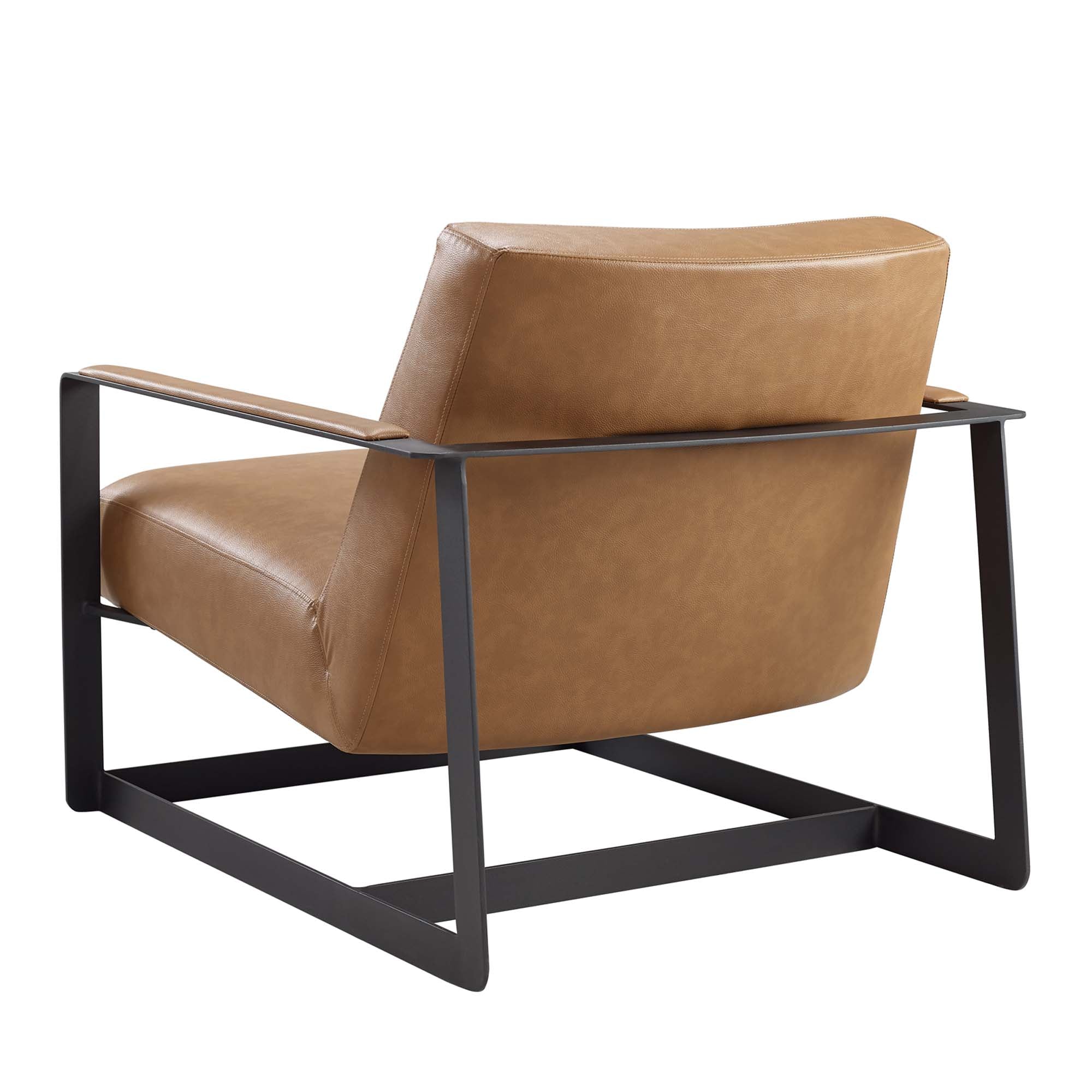 Seg Vegan Leather Accent Chair, Tan
