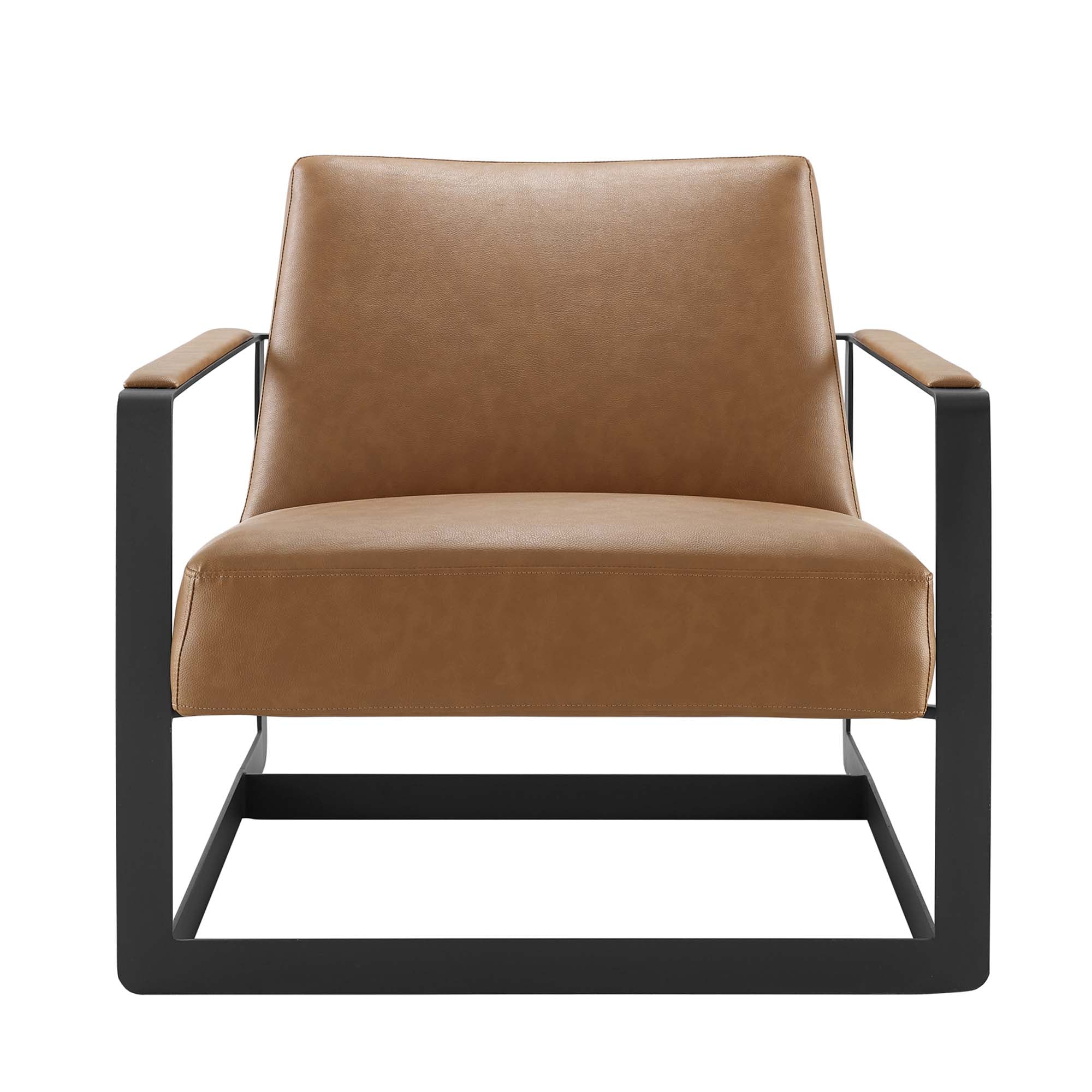 Seg Vegan Leather Accent Chair, Tan