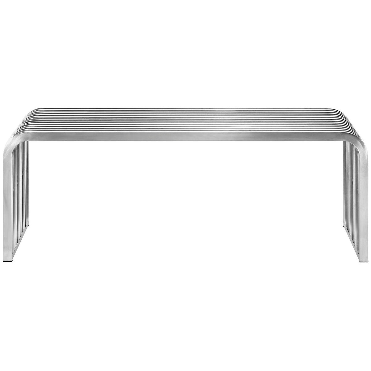 Pipe 47" Stainless Steel Bench, Silver