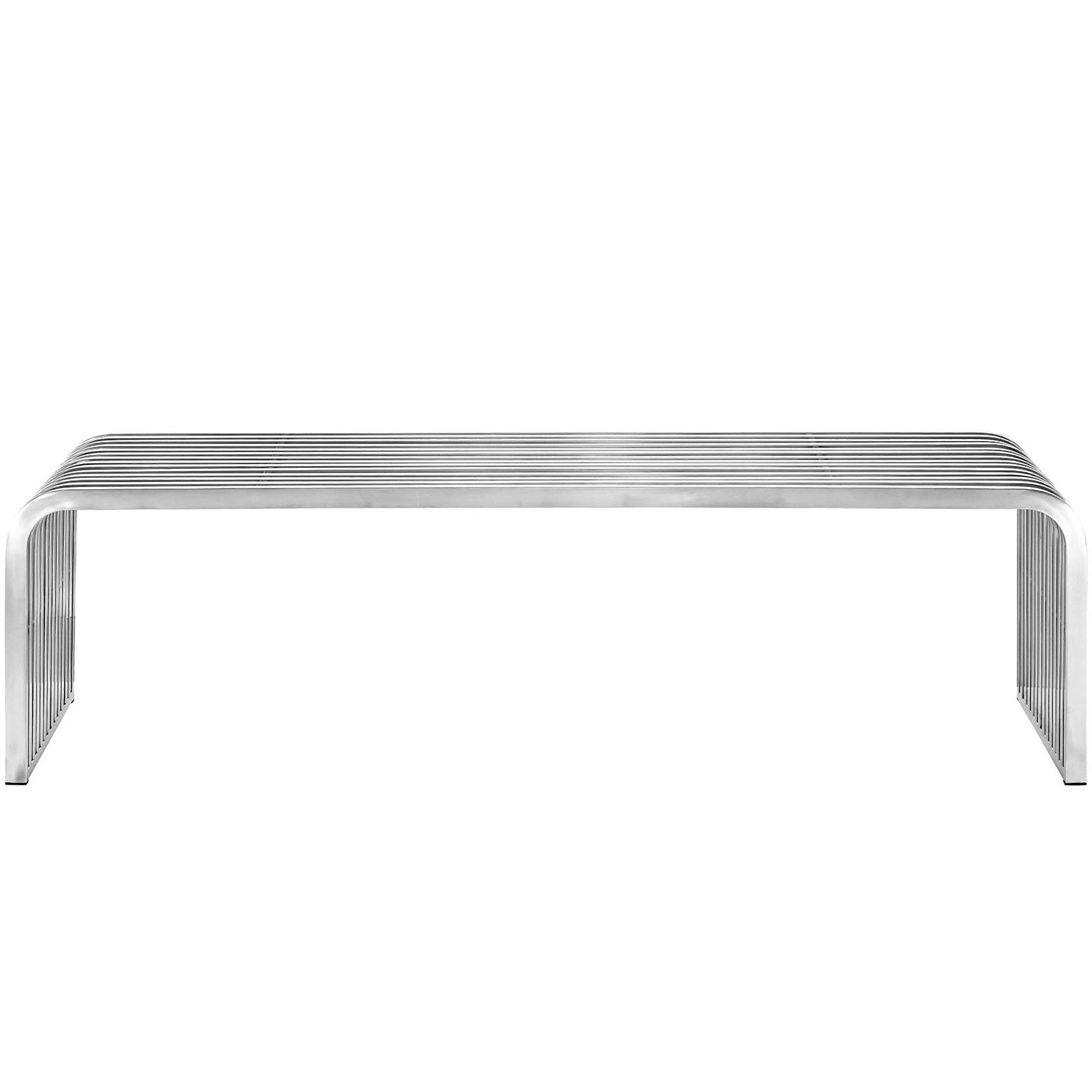 Pipe 60" Stainless Steel Bench, Silver