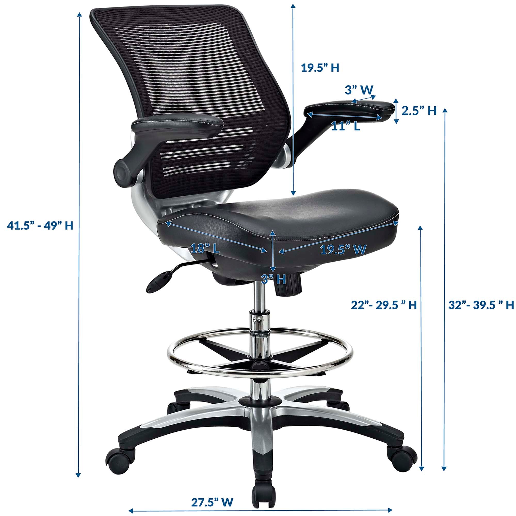 Edge Drafting Chair, Black