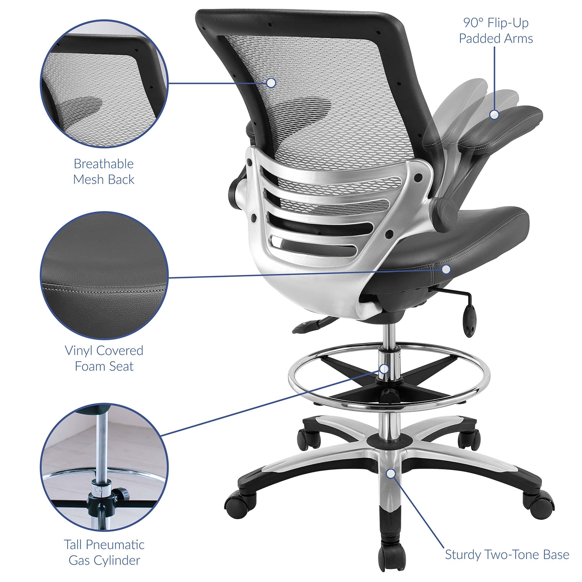 Edge Drafting Chair, Gray