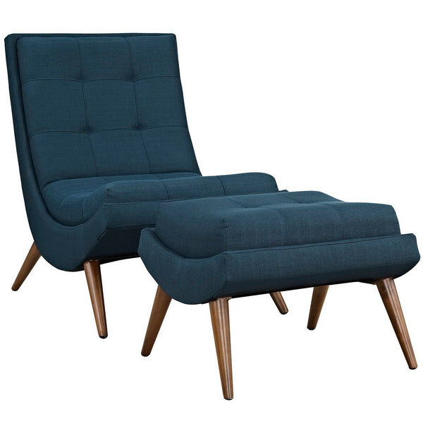 Ramp Upholstered Fabric Lounge Chair Set, Azure