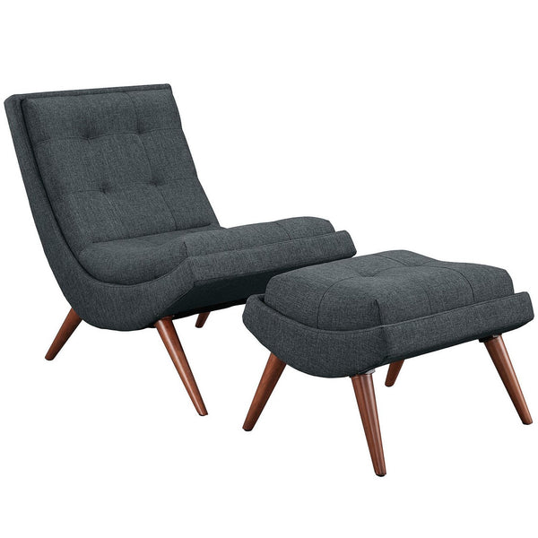 Ramp Upholstered Fabric Lounge Chair Set, Gray