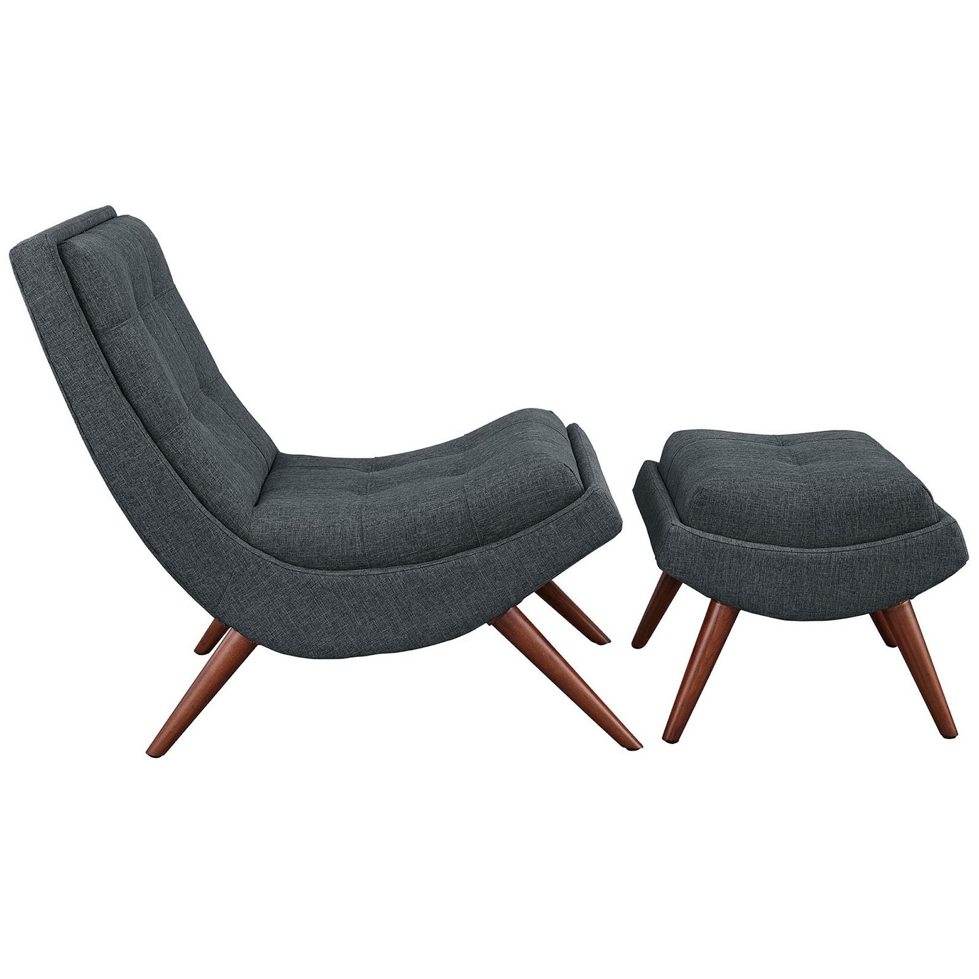 Ramp Upholstered Fabric Lounge Chair Set, Gray