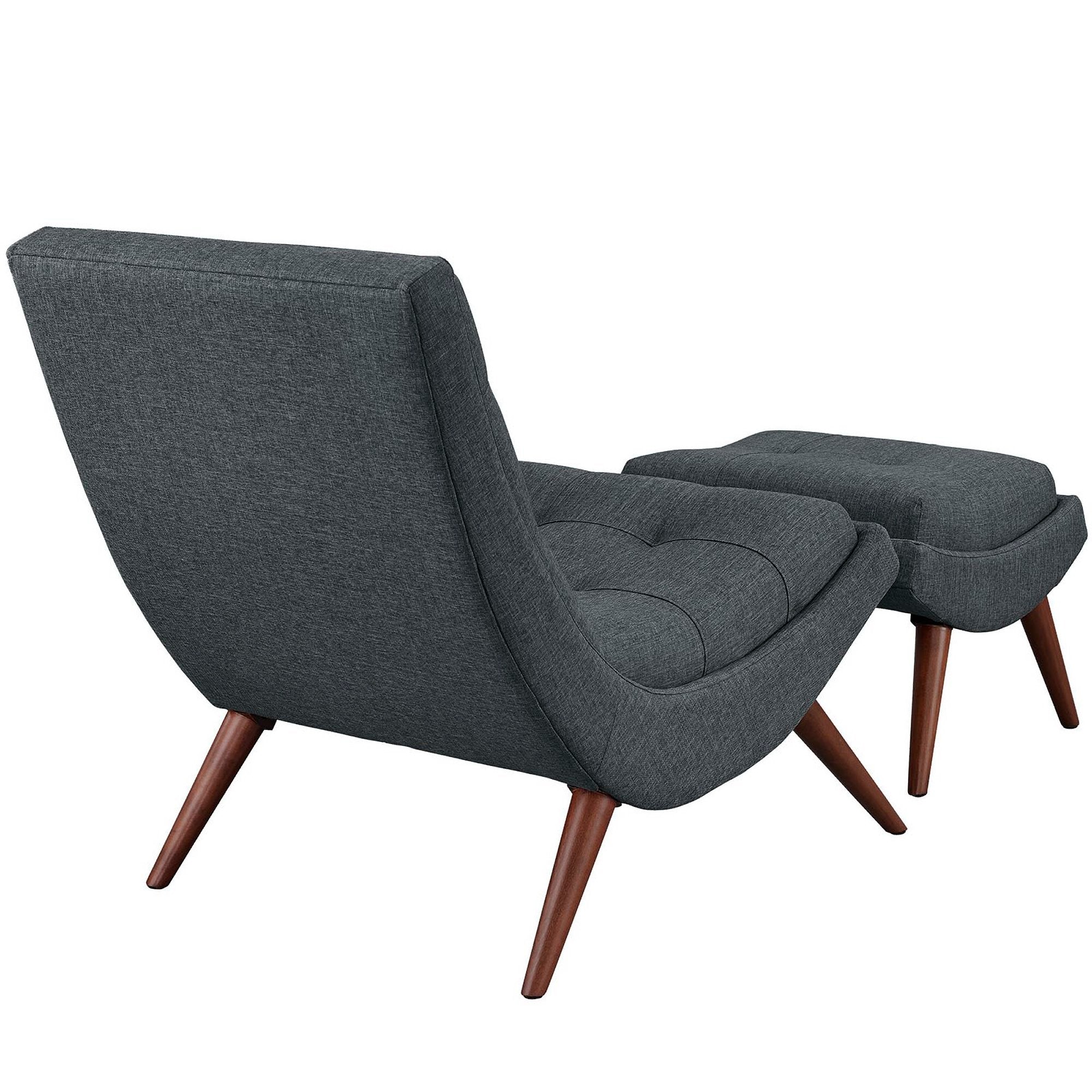 Ramp Upholstered Fabric Lounge Chair Set, Gray