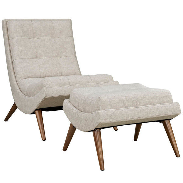 Ramp Upholstered Fabric Lounge Chair Set, Sand