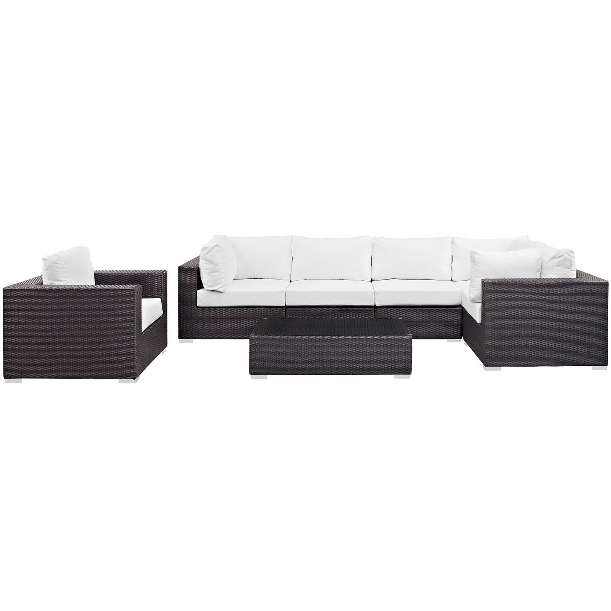 Convene 7 Piece Outdoor Patio Sectional Set, Espresso White