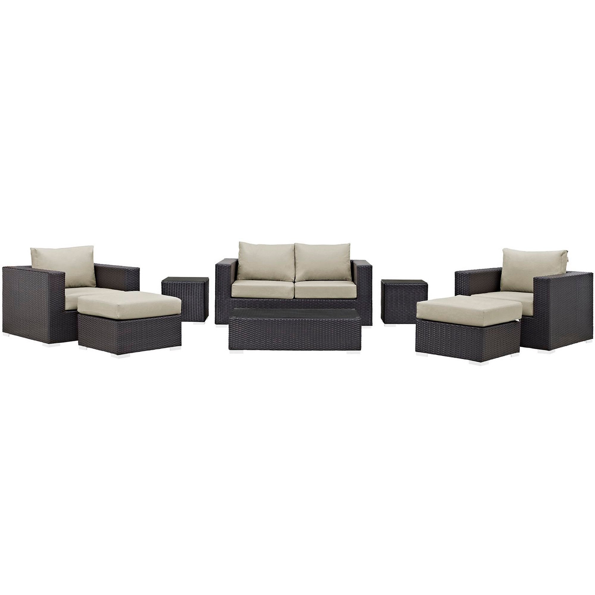 Convene 8 Piece Outdoor Patio Sofa Set, Espresso Beige