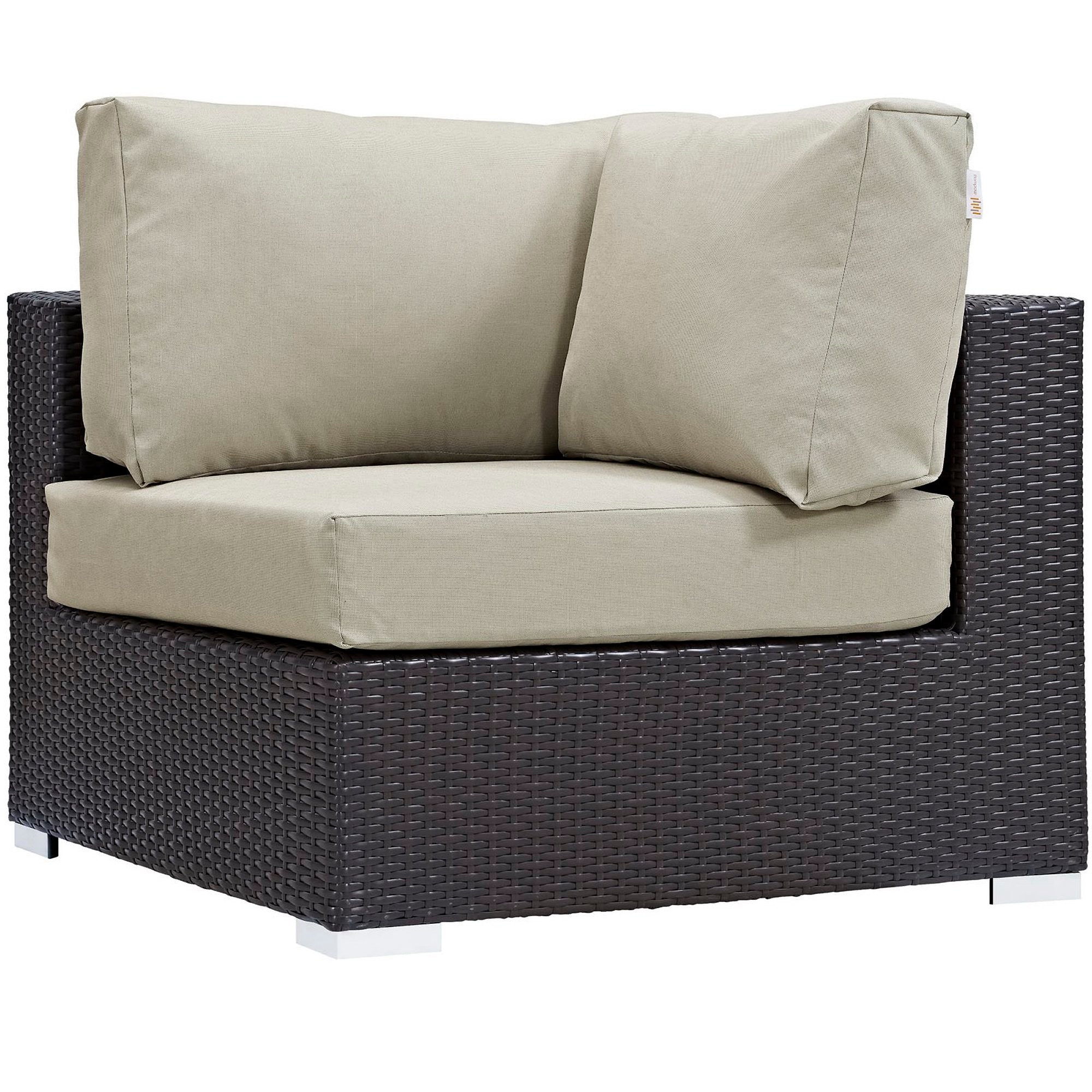 Convene 5 Piece Outdoor Patio Sectional Set, Espresso Beige