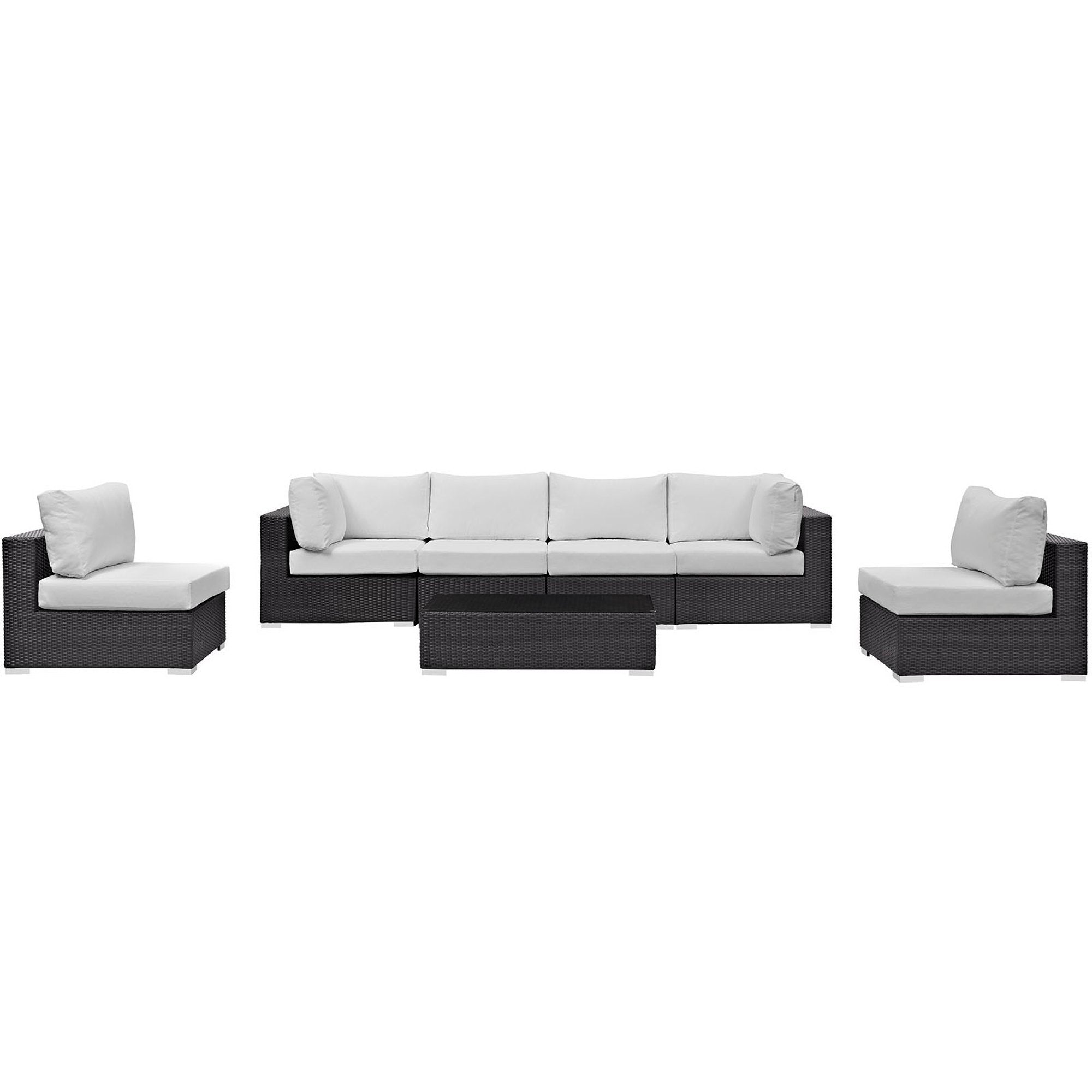 Convene 7 Piece Outdoor Patio Sectional Set, Espresso White