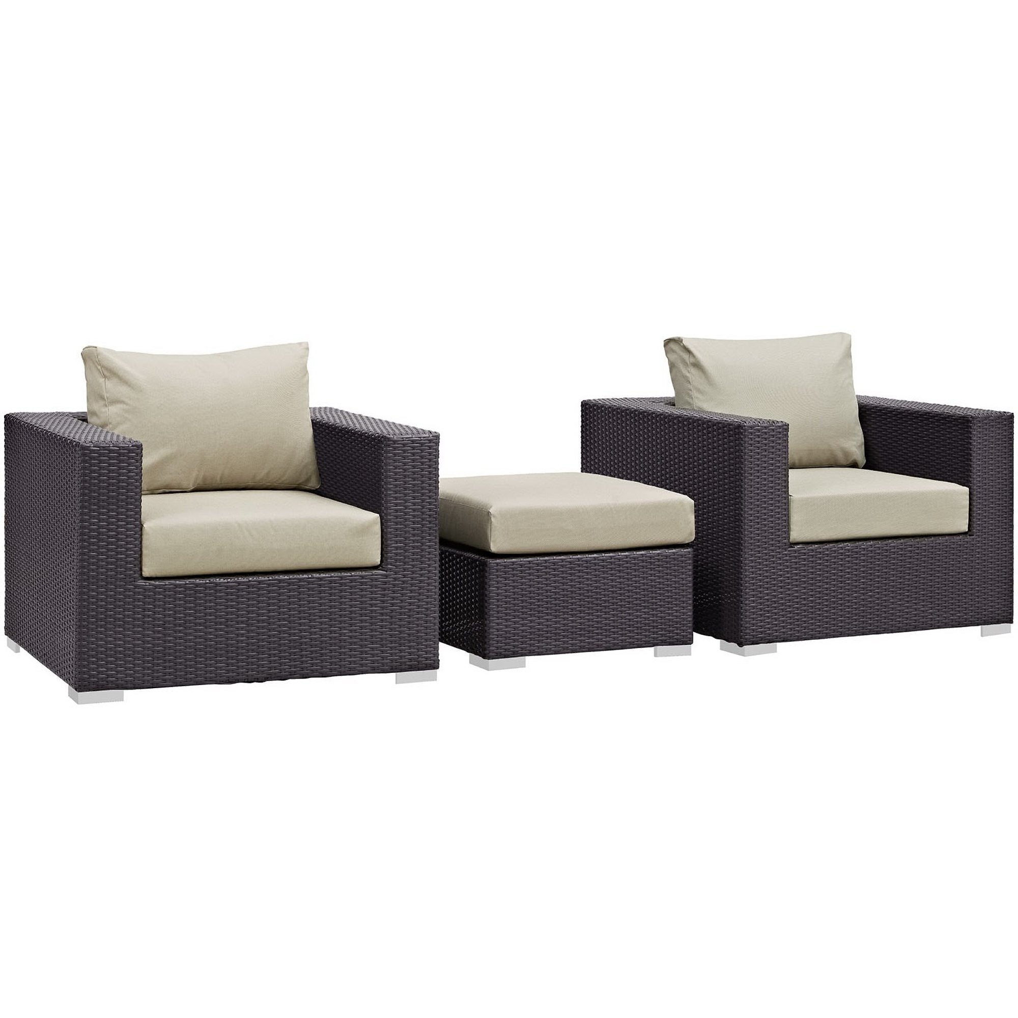 Convene 3 Piece Outdoor Patio Sofa Set, Espresso Beige