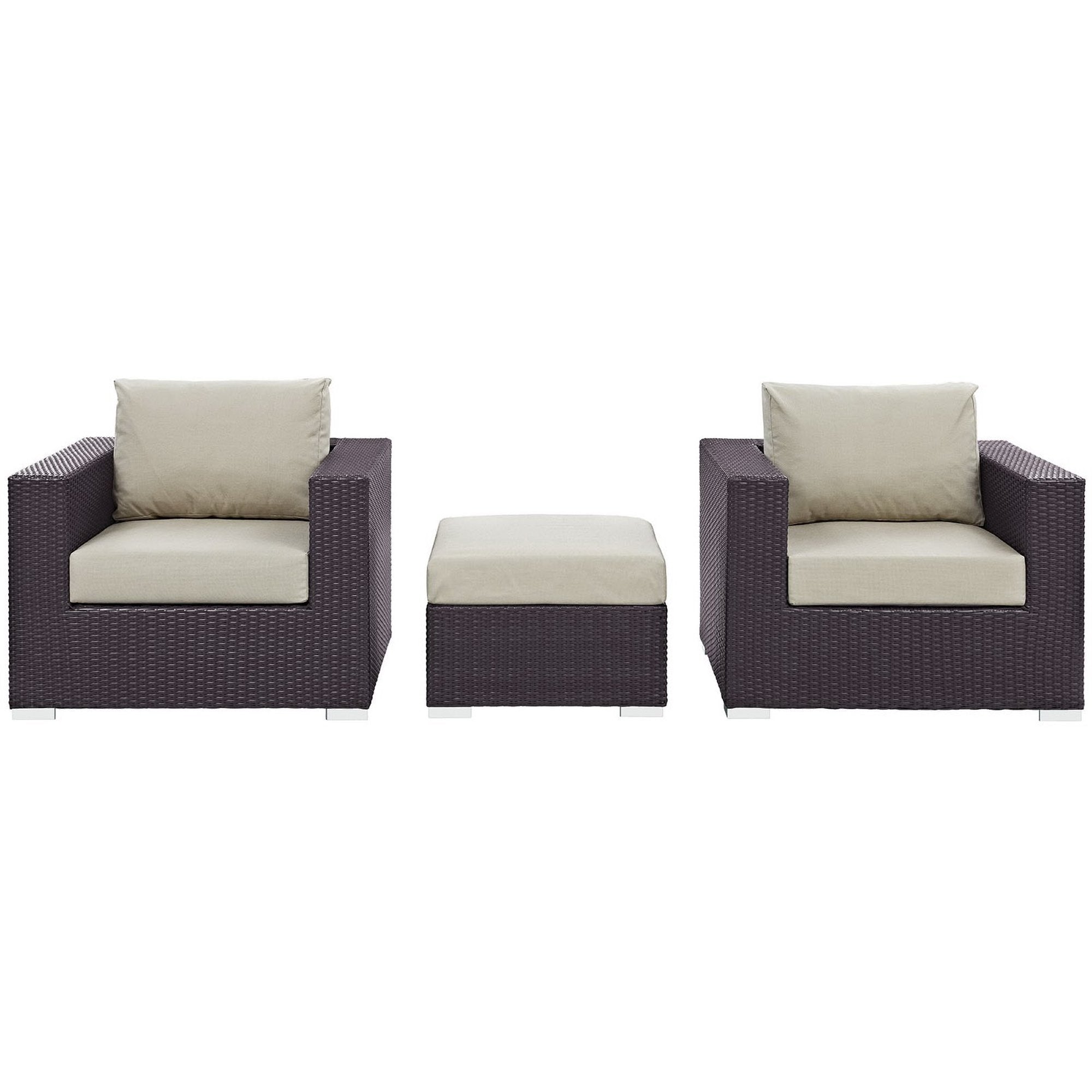 Convene 3 Piece Outdoor Patio Sofa Set, Espresso Beige
