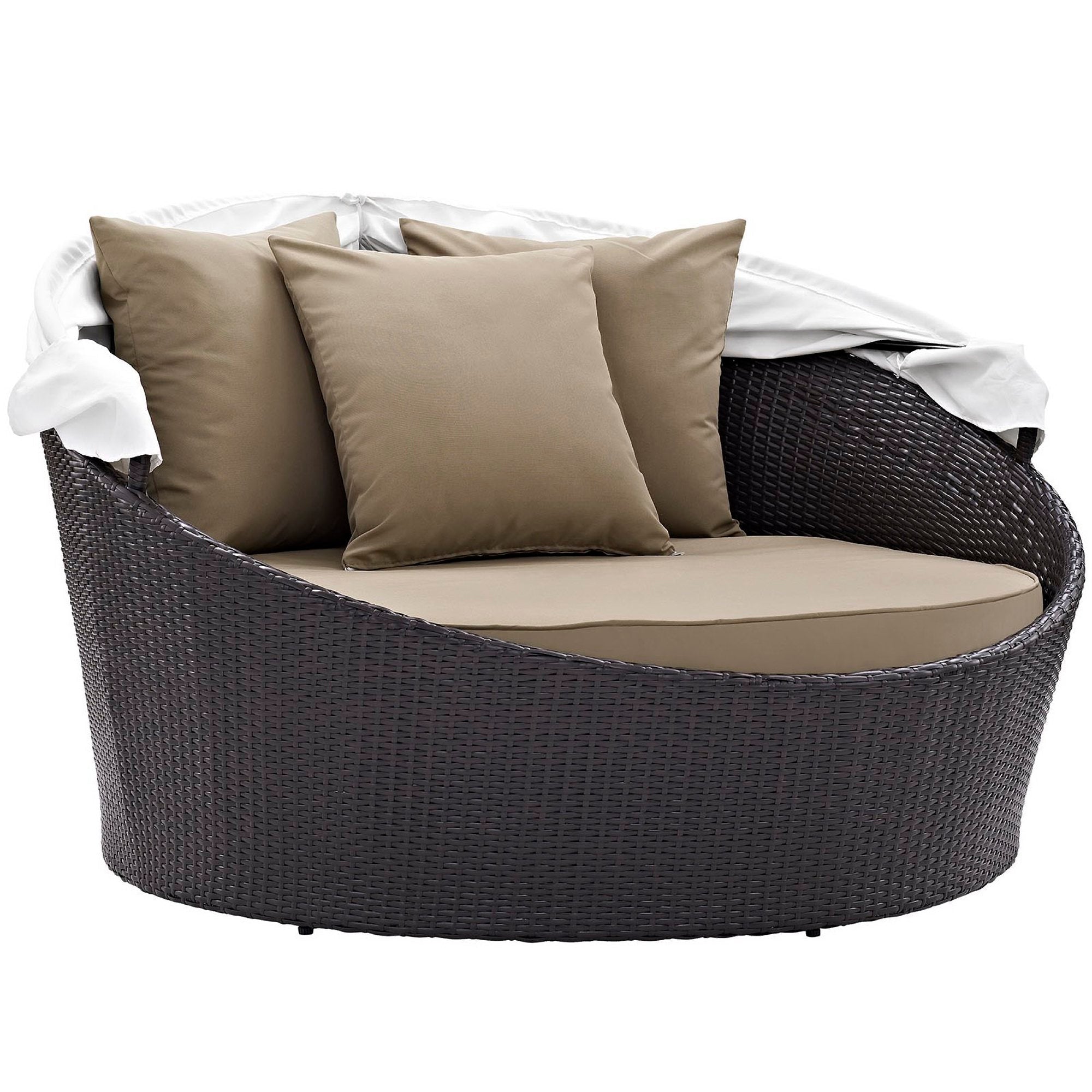 Convene Canopy Outdoor Patio Daybed, Espresso Mocha