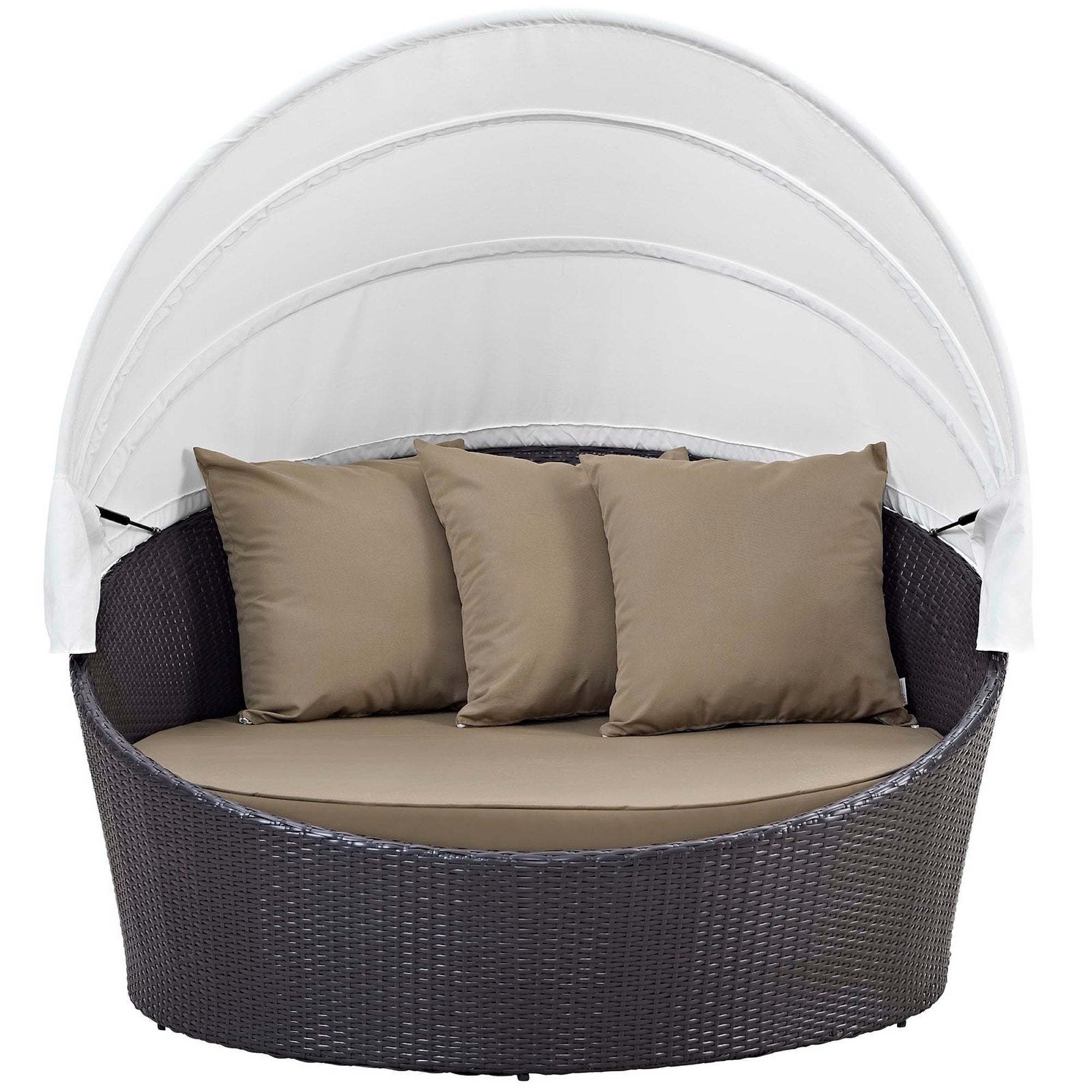 Convene Canopy Outdoor Patio Daybed, Espresso Mocha