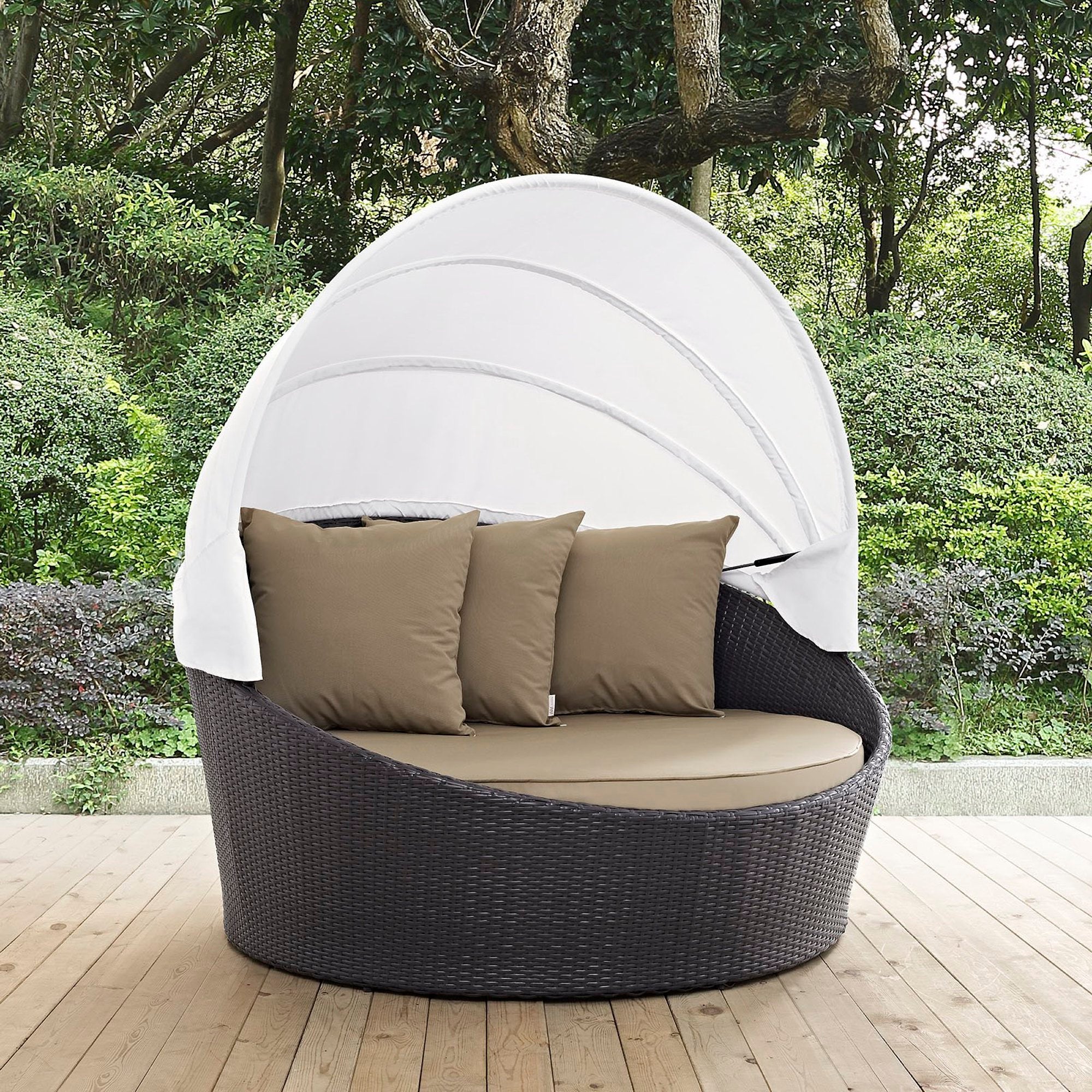 Convene Canopy Outdoor Patio Daybed, Espresso Mocha