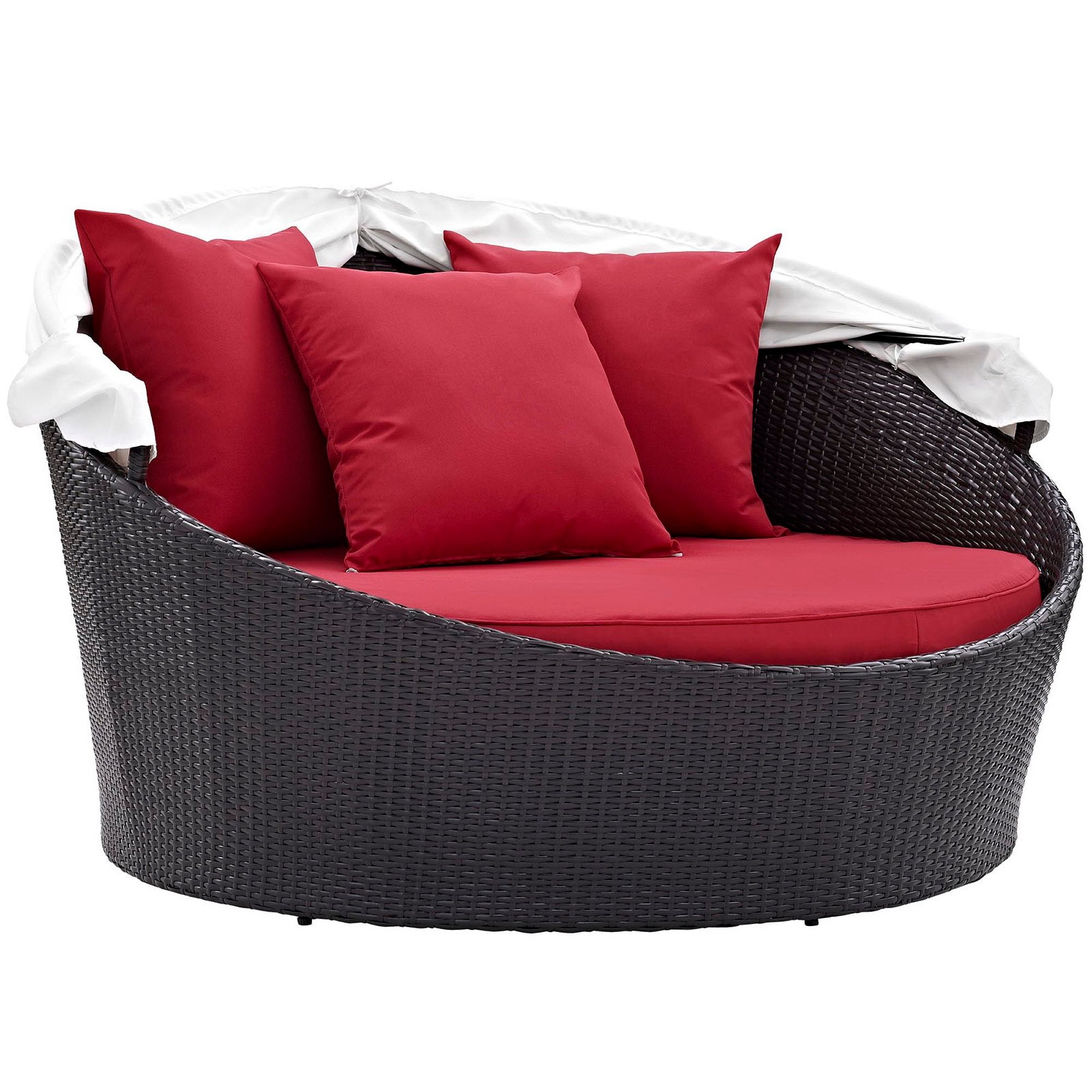 Convene Canopy Outdoor Patio Daybed, Espresso Red