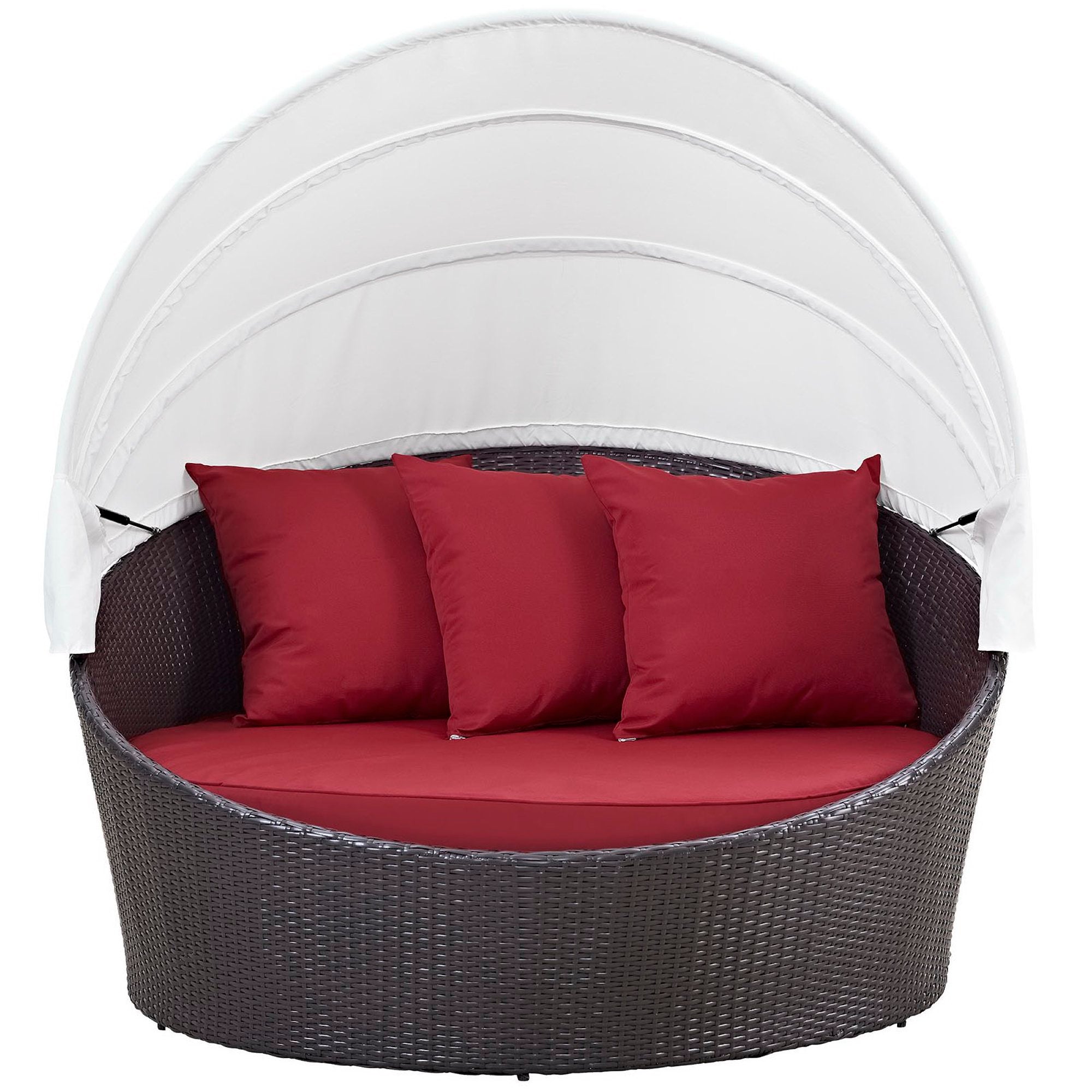 Convene Canopy Outdoor Patio Daybed, Espresso Red