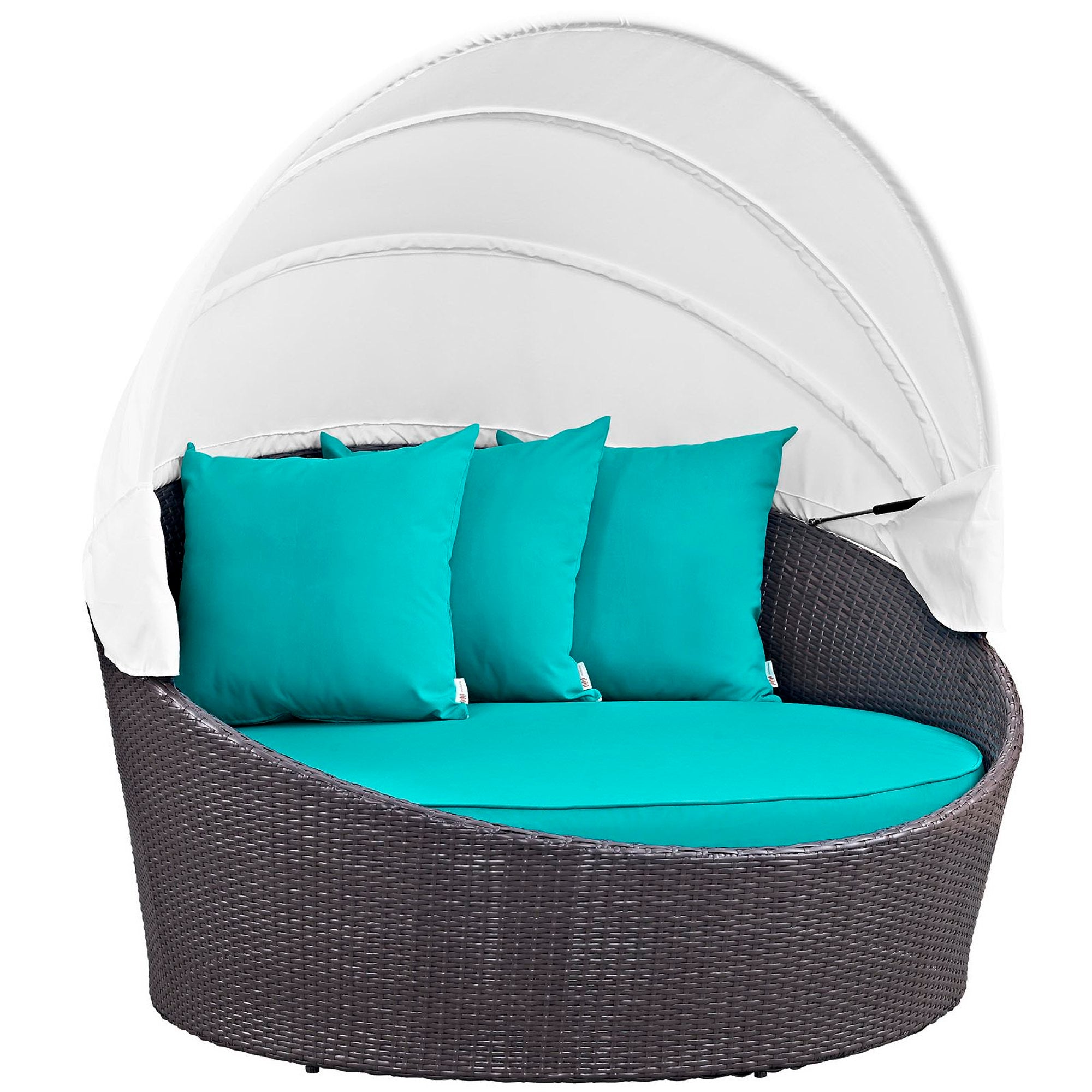 Convene Canopy Outdoor Patio Daybed, Espresso Turquoise