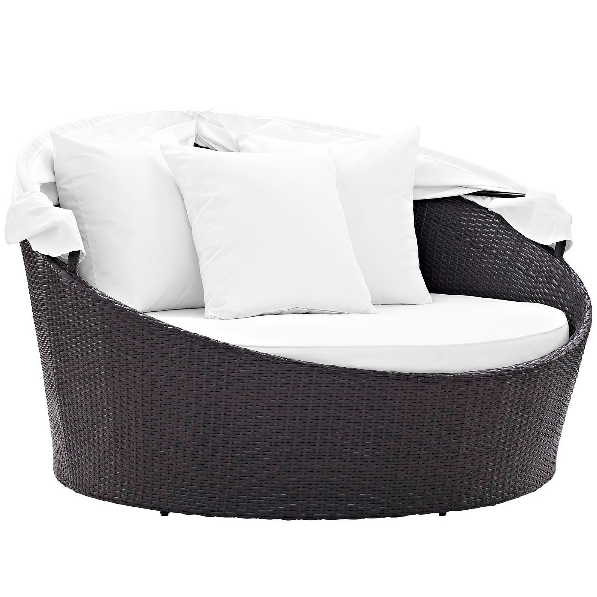 Convene Canopy Outdoor Patio Daybed, Espresso White