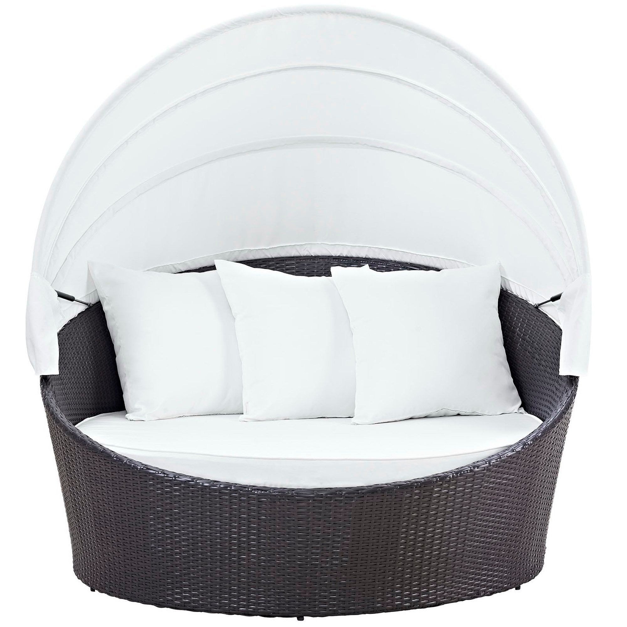 Convene Canopy Outdoor Patio Daybed, Espresso White