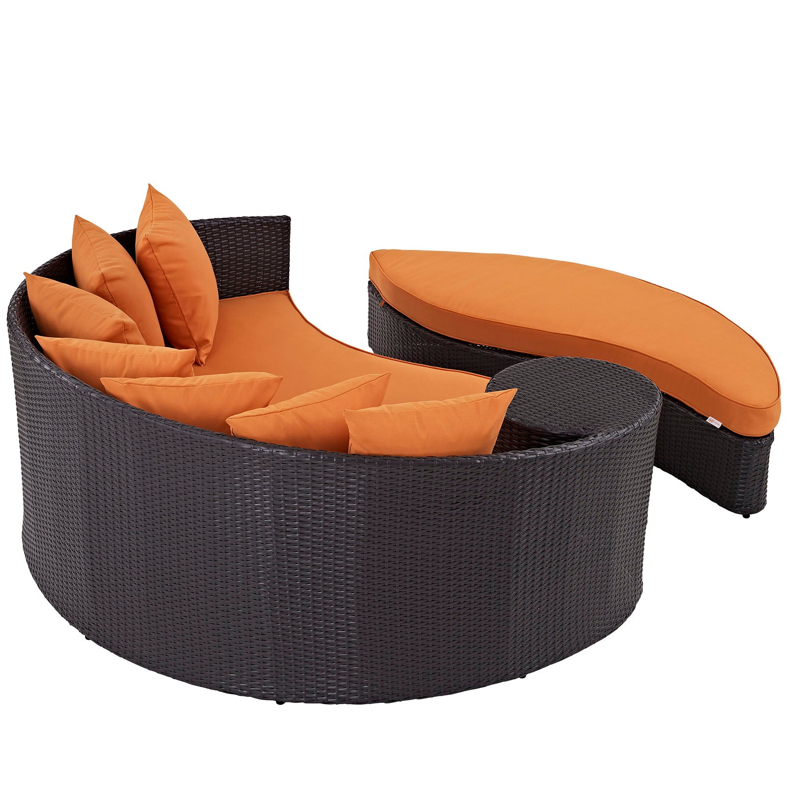 Convene Espresso Orange Outdoor Patio Daybed