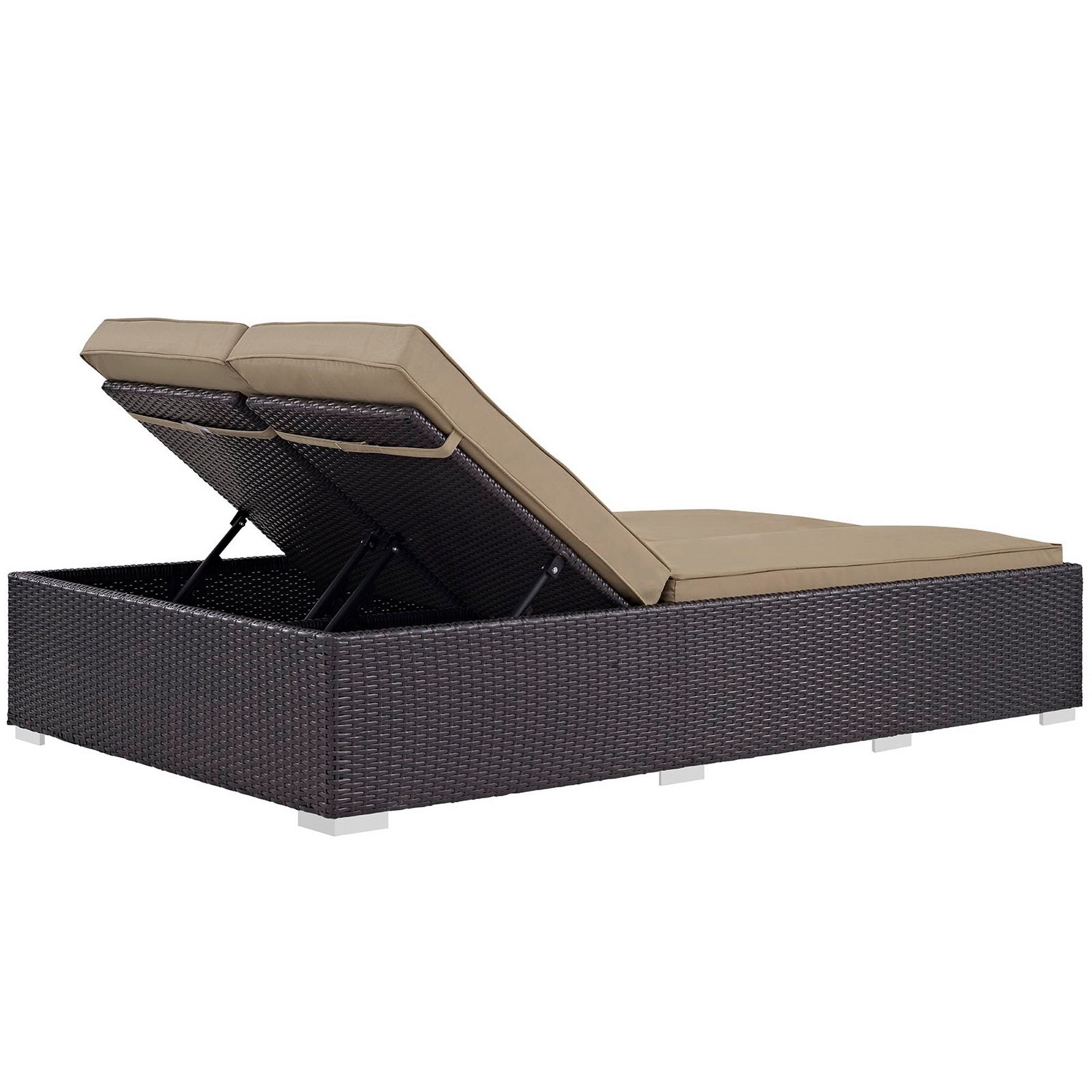 Convene Double Outdoor Patio Chaise, Espresso Mocha