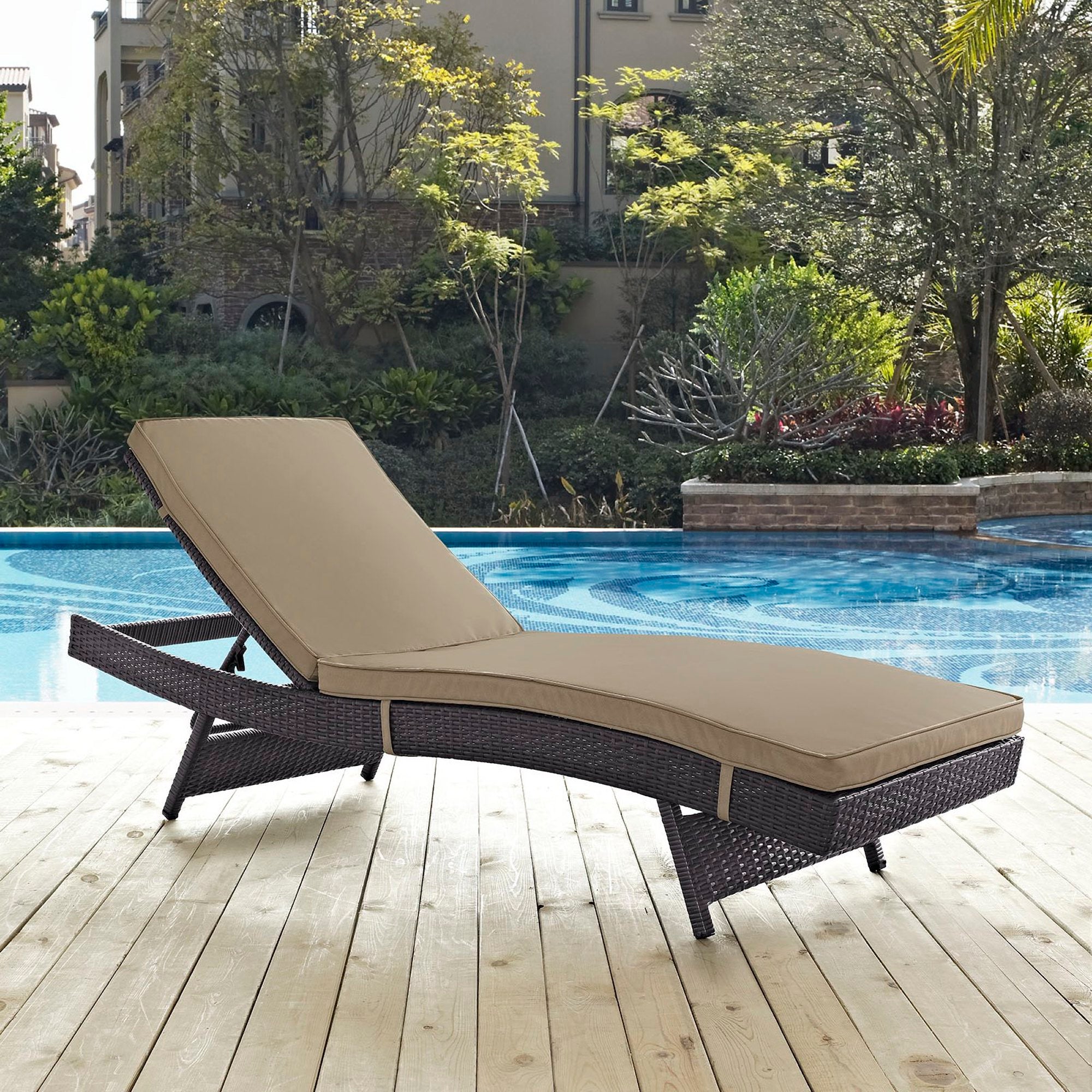 Convene Outdoor Patio Chaise, Espresso Mocha