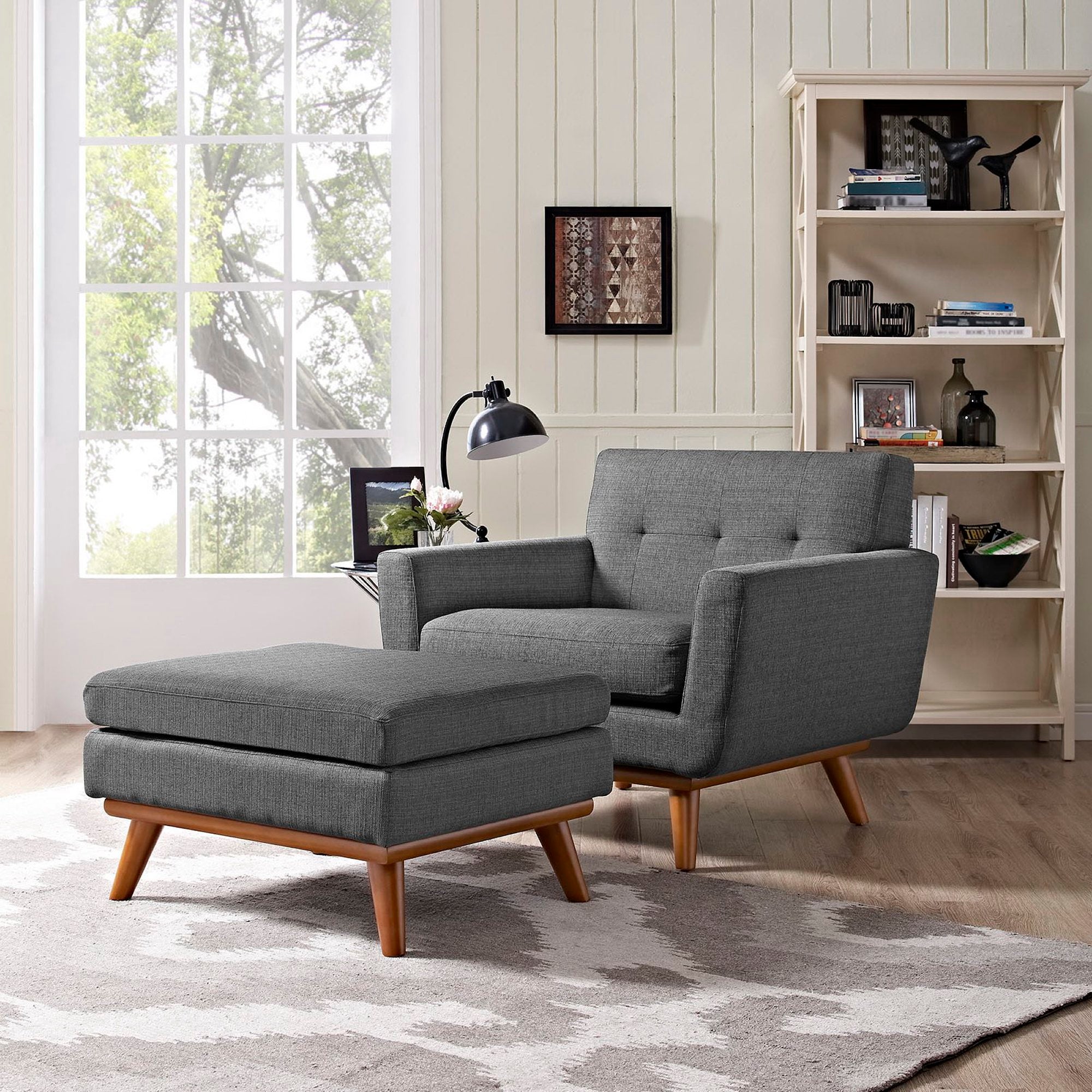 Engage 2 Piece Armchair and Ottoman, Gray