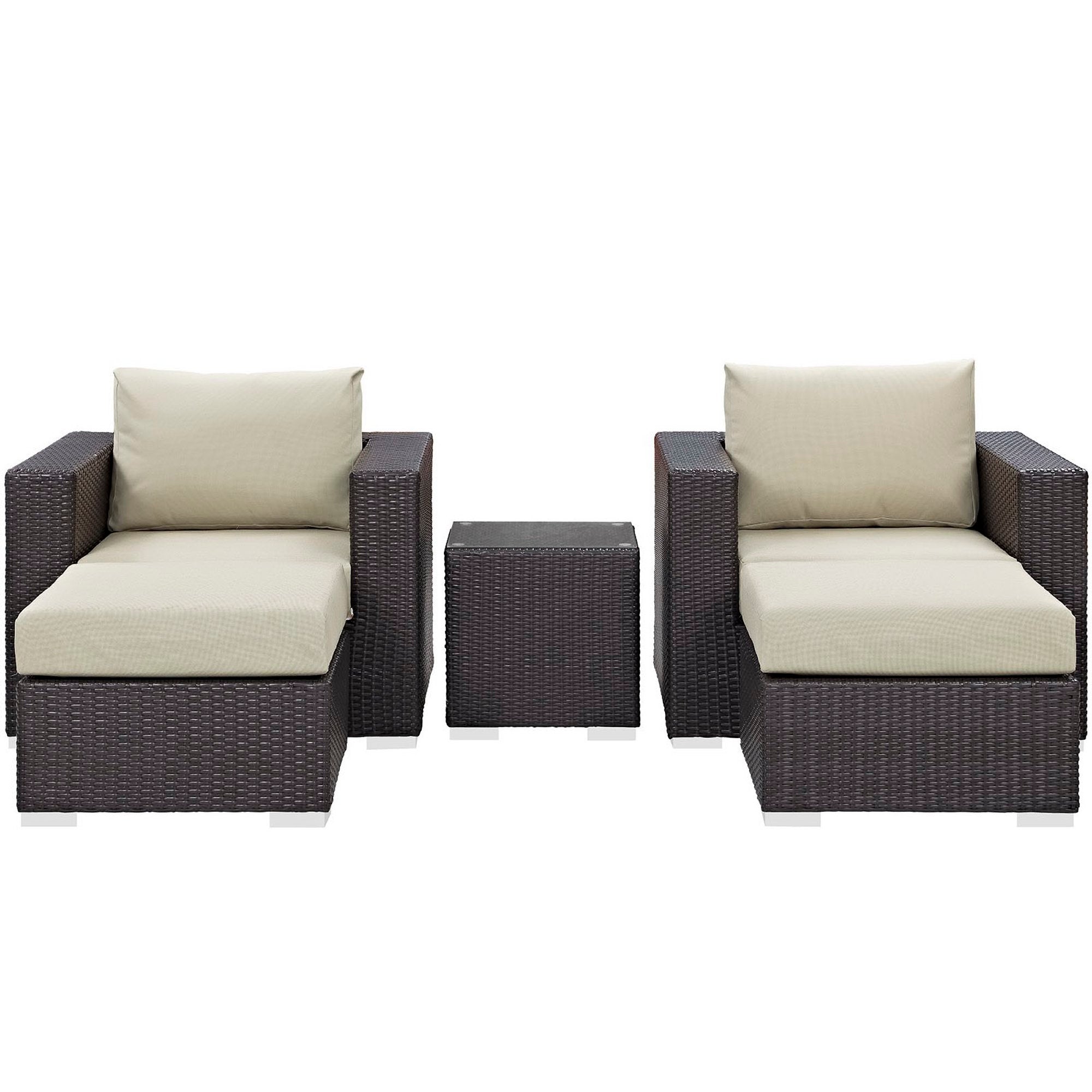 Convene 5 Piece Outdoor Patio Sectional Set, Espresso Beige