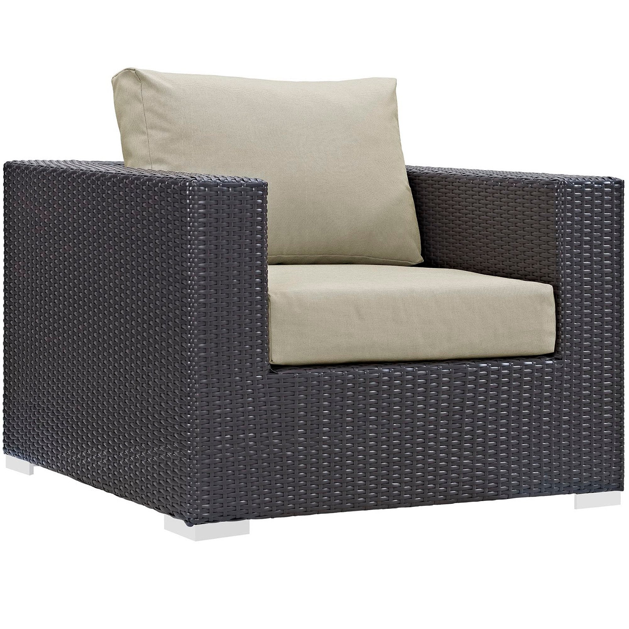 Convene 4 Piece Outdoor Patio Sectional Set, Espresso Beige
